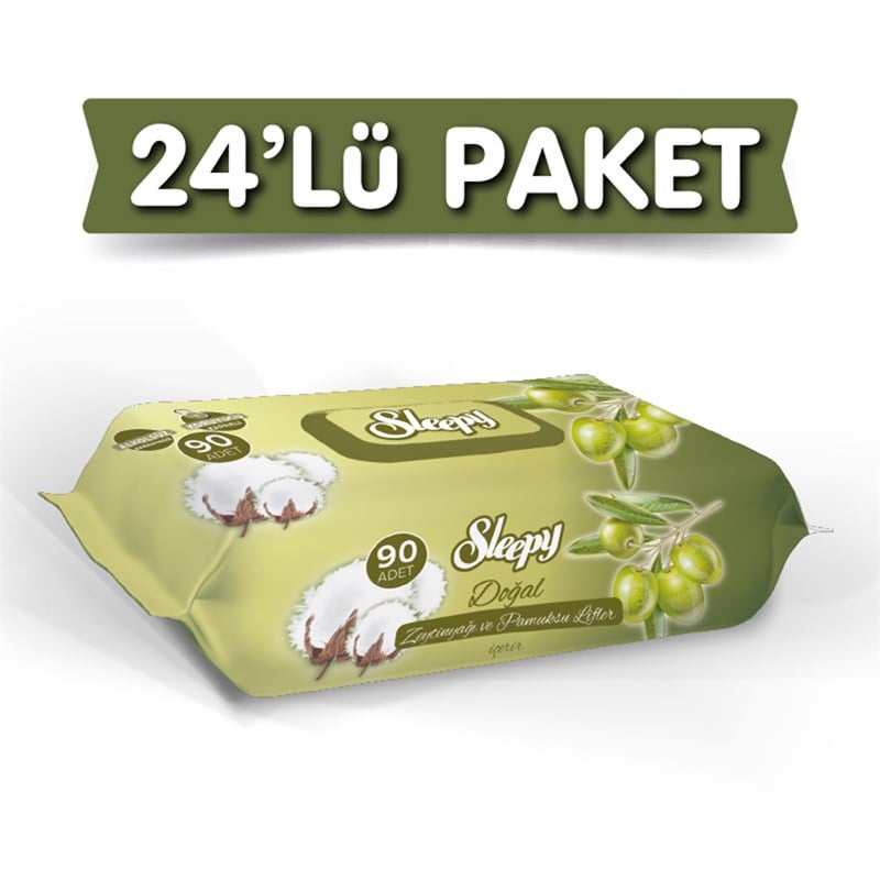 Sleepy Zeytinyağlı Islak Havlu Mendil 90lı - 24 Adet (2160Yaprak)