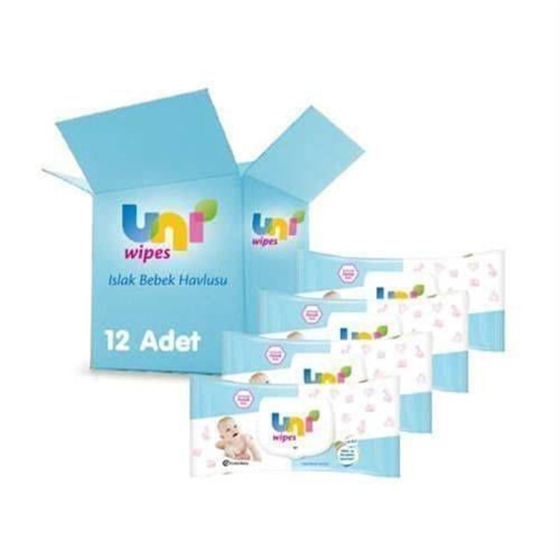 Uni Baby Uni Wipes Kapaklı Islak Havlu Mendil 90lı - 12 Adet (1080Yaprak)