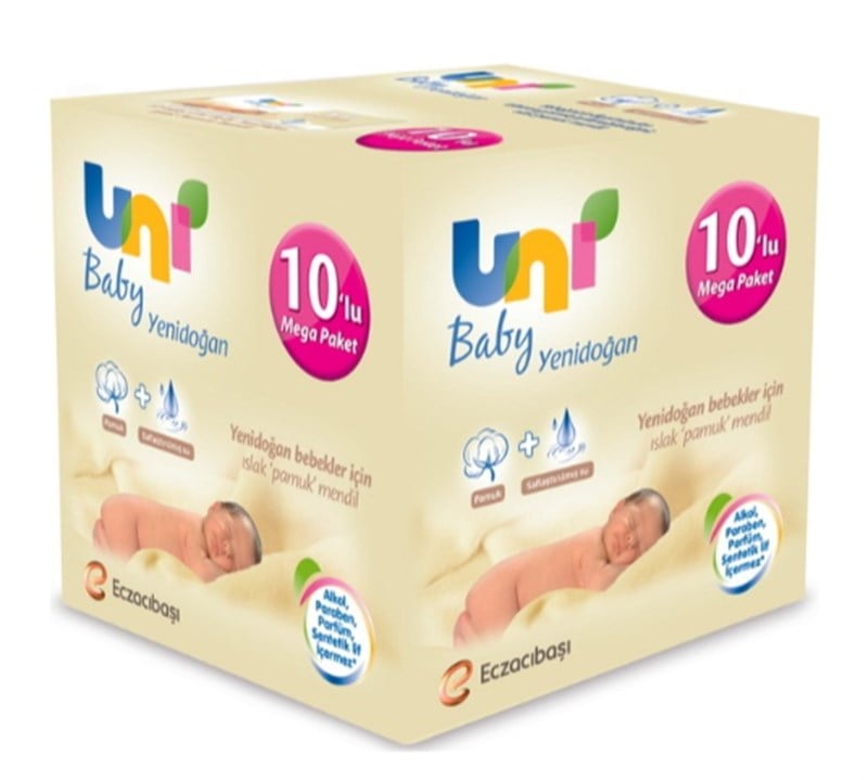 Uni Baby Yenidoğan Islak Pamuk Mendil 10lu - 400 Yaprak