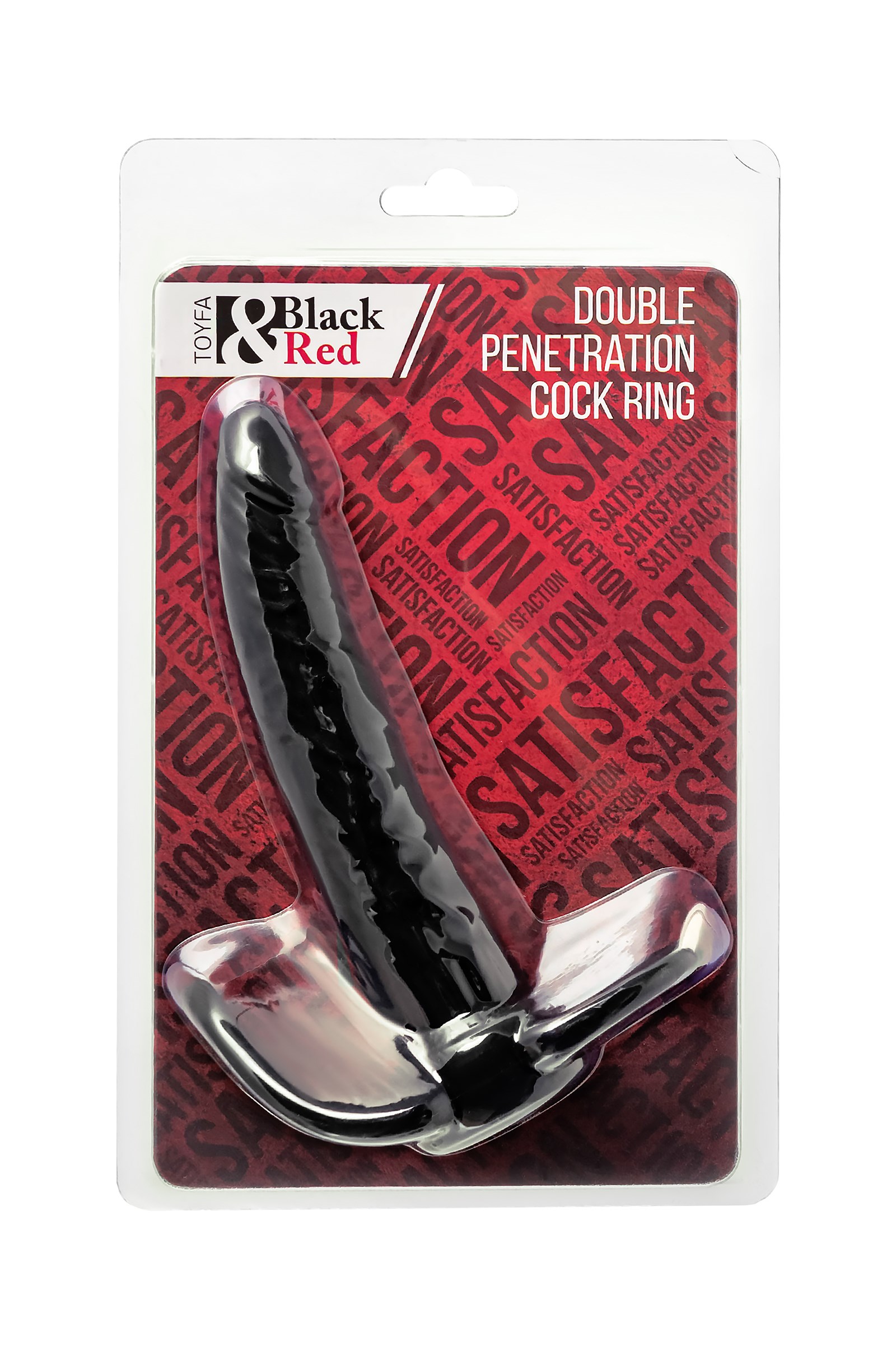 __Насадка на пенис для двойного проникновения Black&Red by TOYFA , силикон, чёрный, 16,5 см