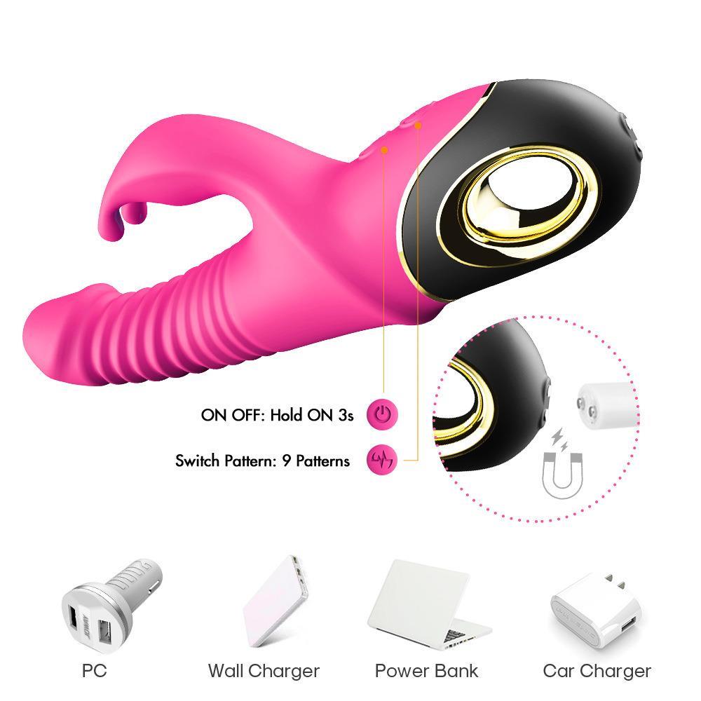 Hareketli Rabbit Vibratör Rose Pembe