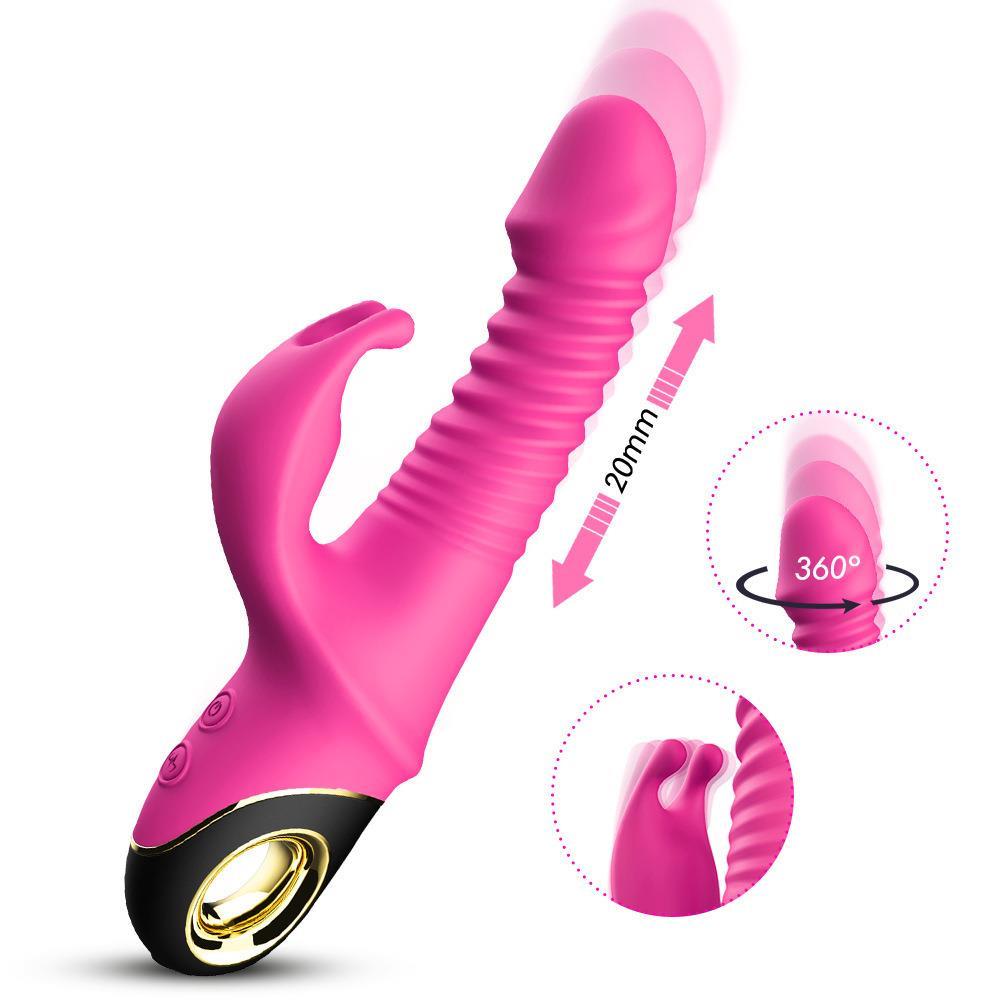 Hareketli Rabbit Vibratör Rose Pembe