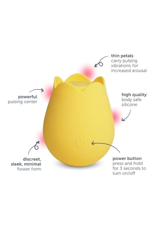 Rose Klitoral Emiş ve Titreşim Vibratörü – Şarjlı Silikon Gül Tasarımlı Uyarıcı - Sarı