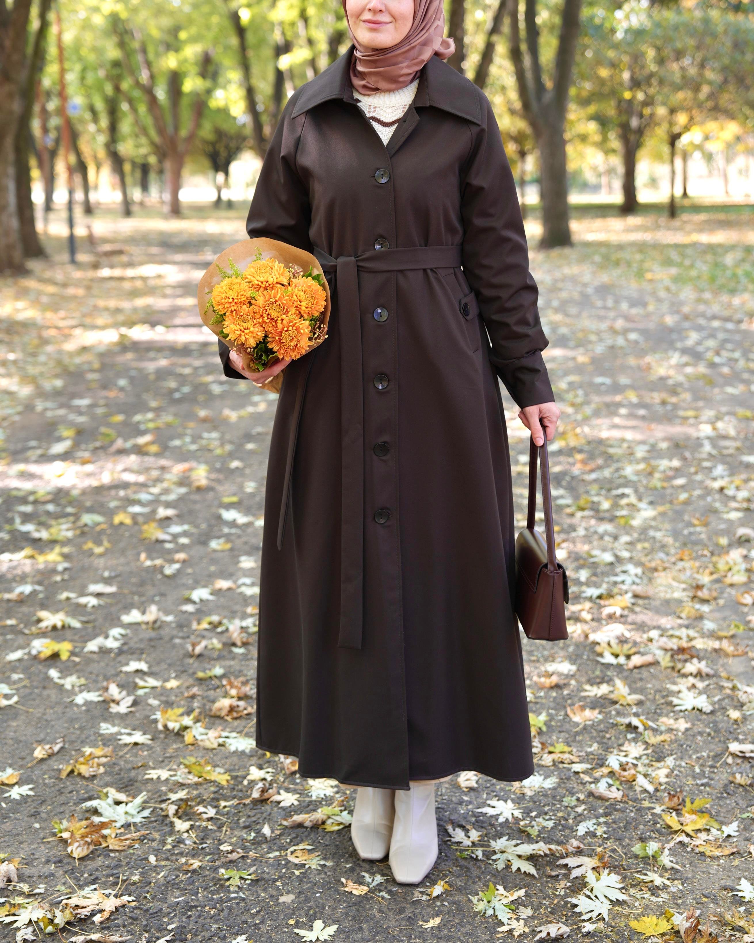 A Pileli Trençkot KAHVERENGİ