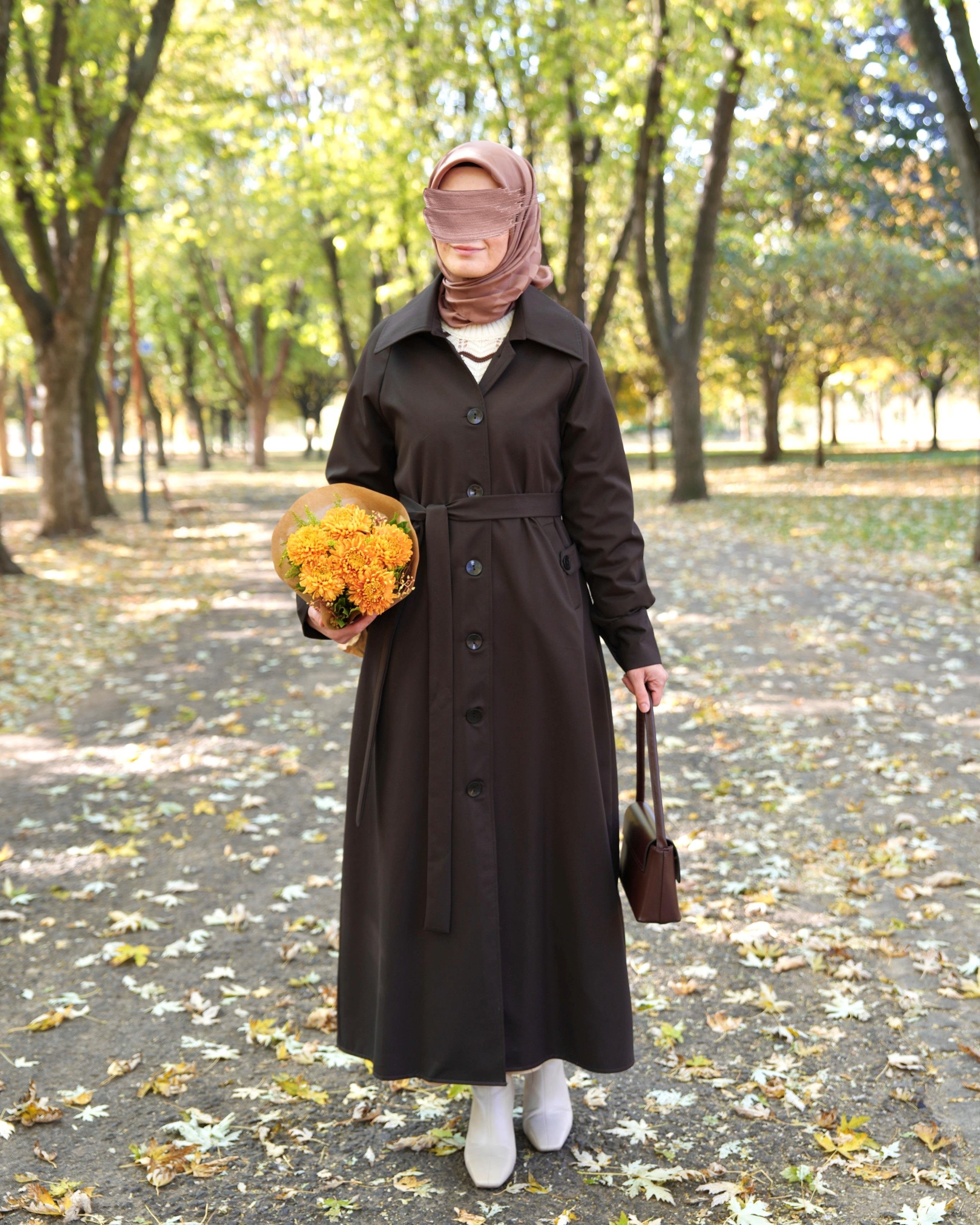 A Pileli Trençkot KAHVERENGİ