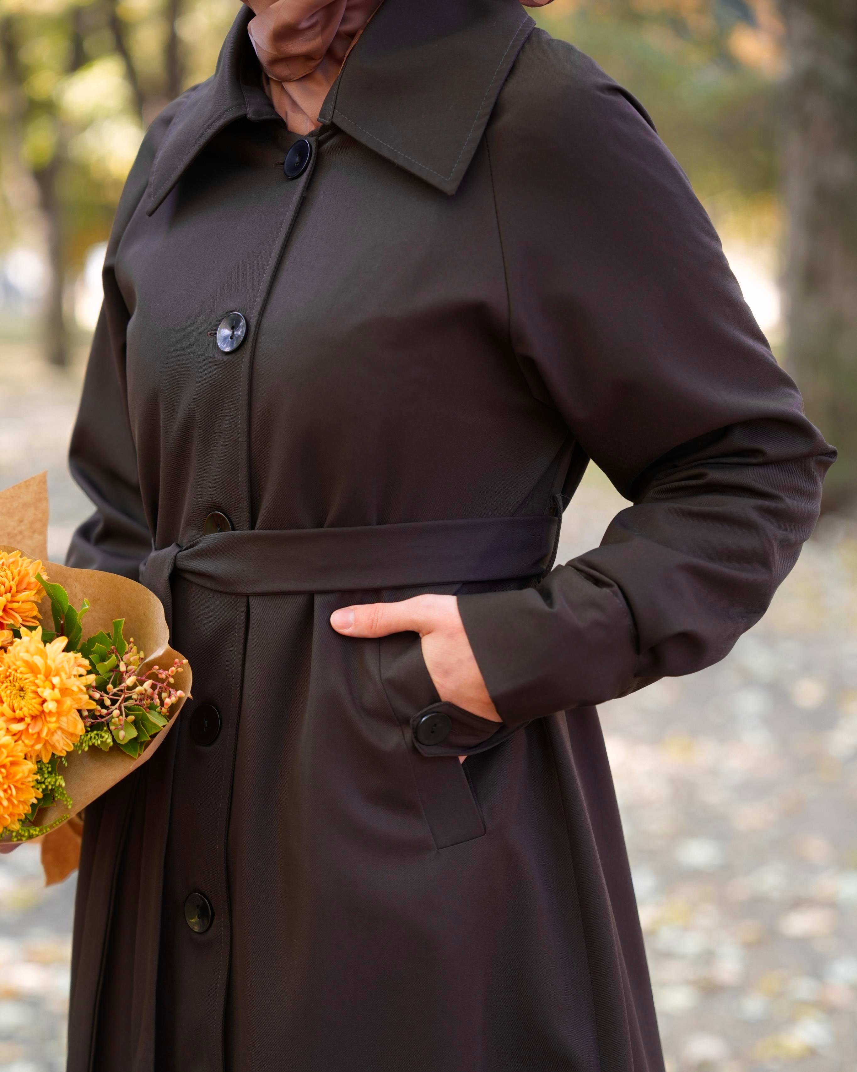 A Pileli Trençkot KAHVERENGİ