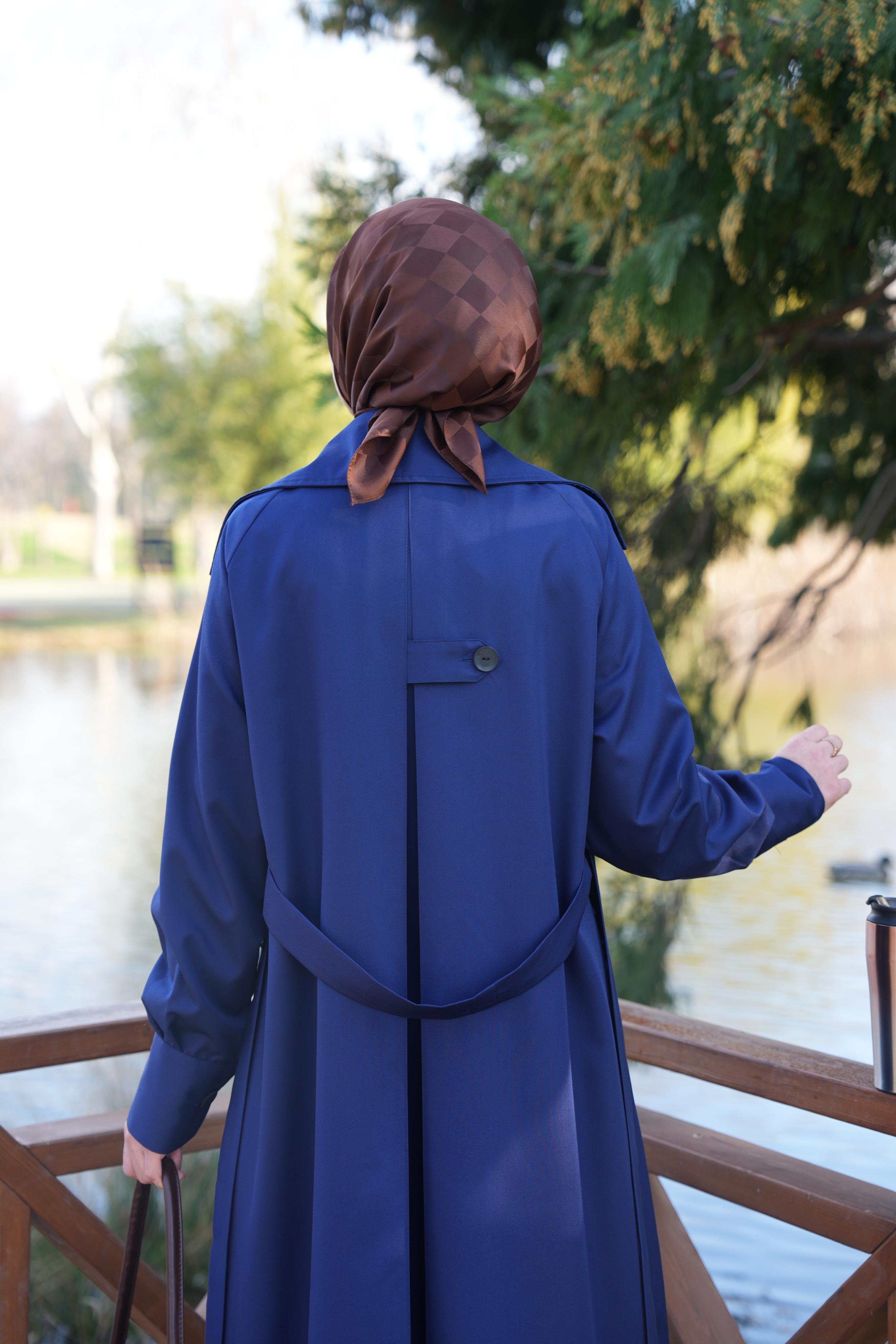 A Pileli Trençkot LACİVERT