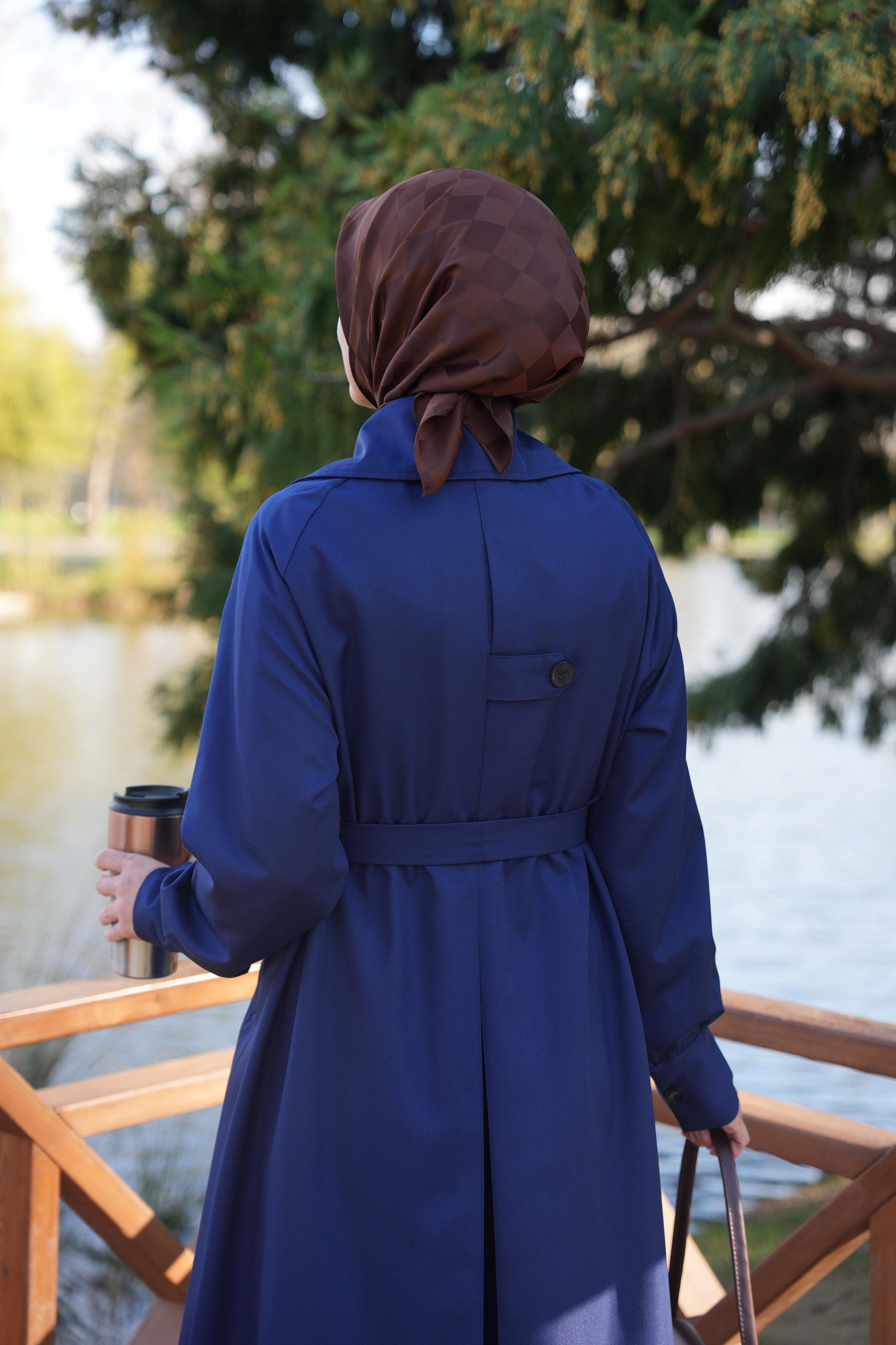 A Pileli Trençkot LACİVERT