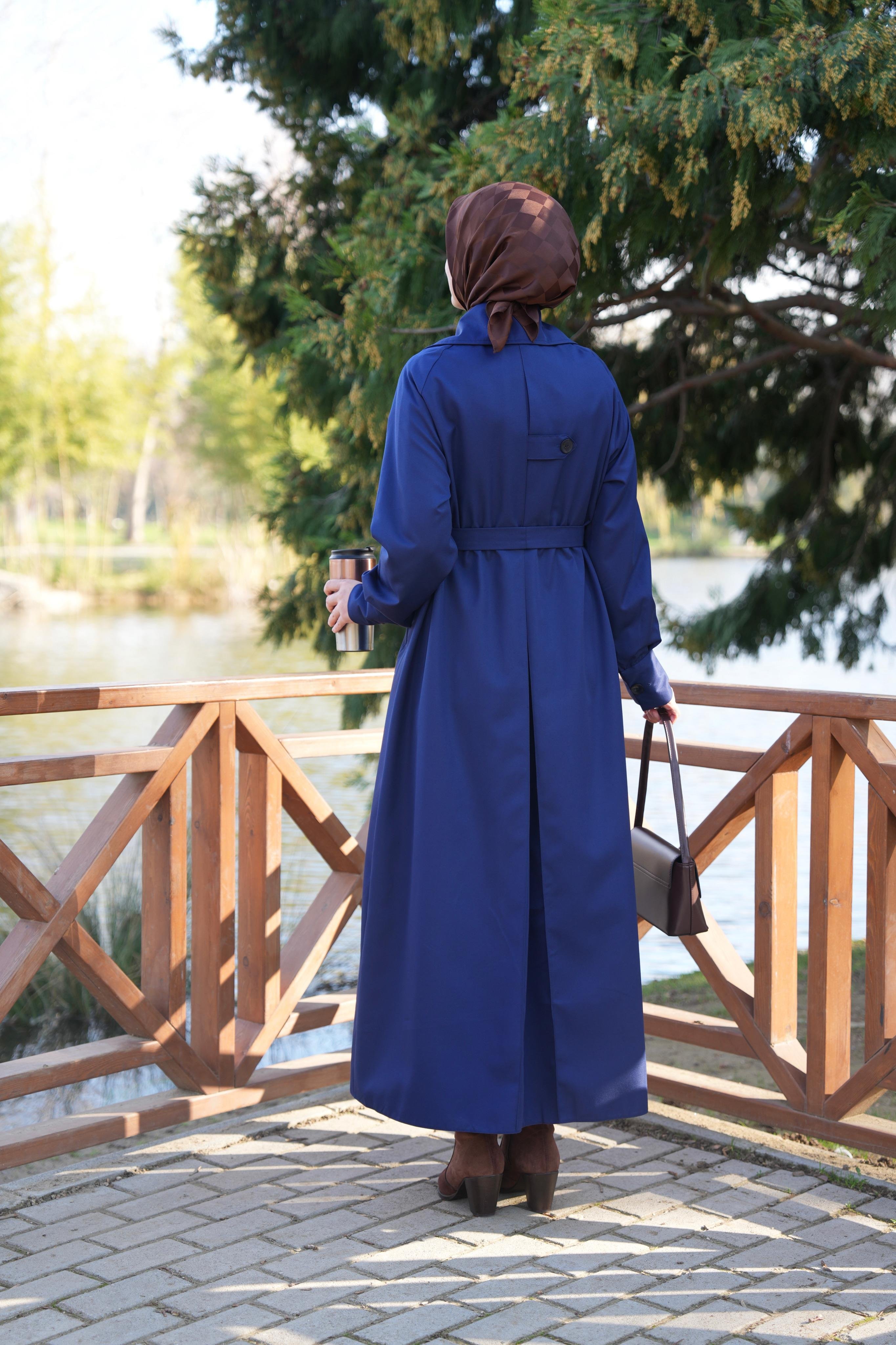 A Pileli Trençkot LACİVERT