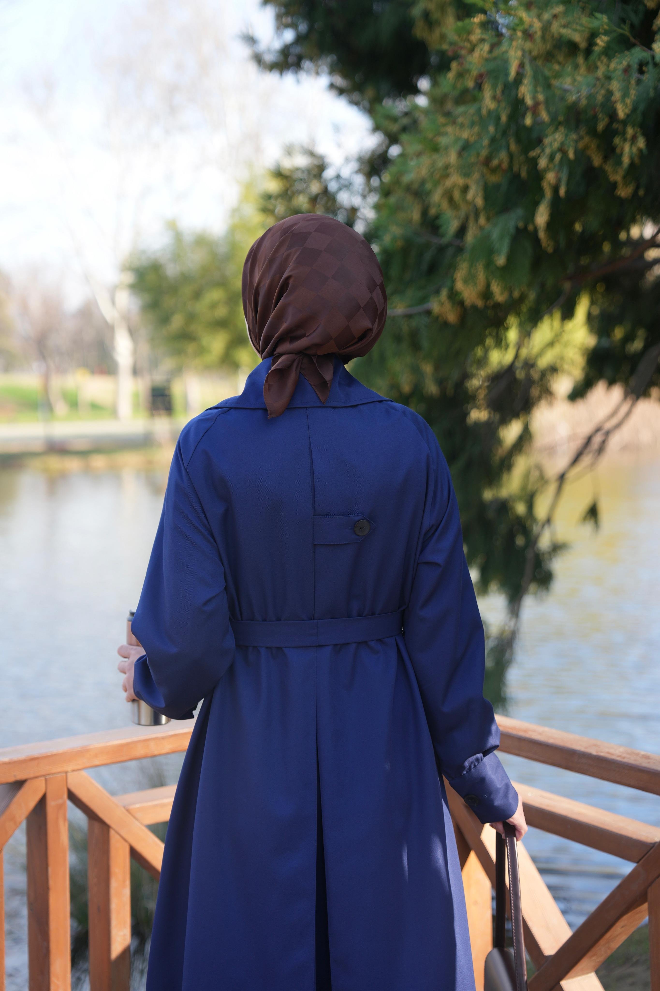 A Pileli Trençkot LACİVERT