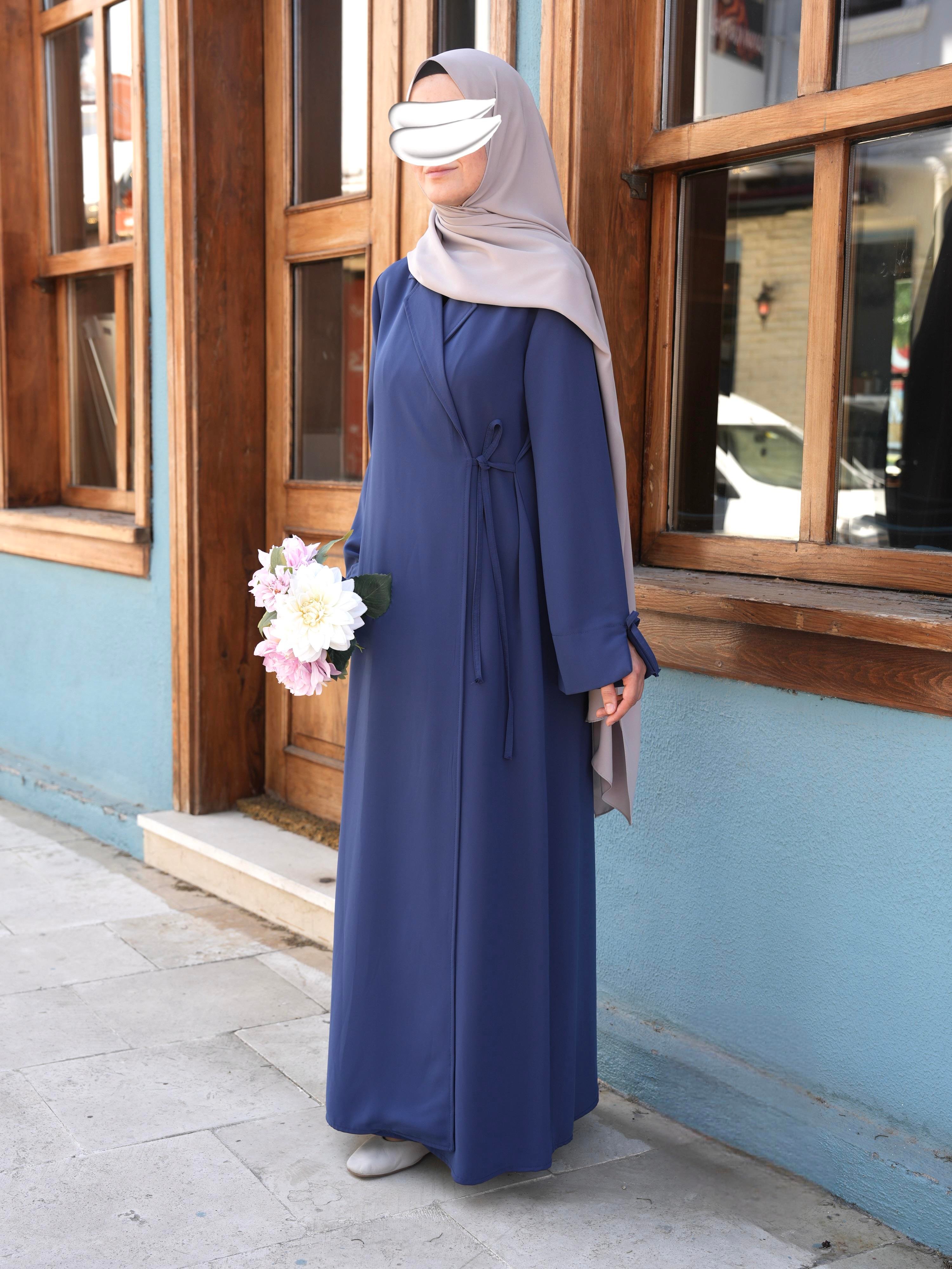 Bağlamalı Kruvaze Trench İndigo