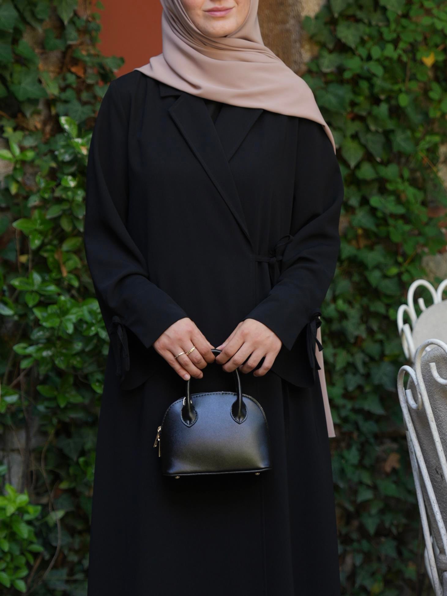 Bağlamalı Kruvaze Trench Siyah