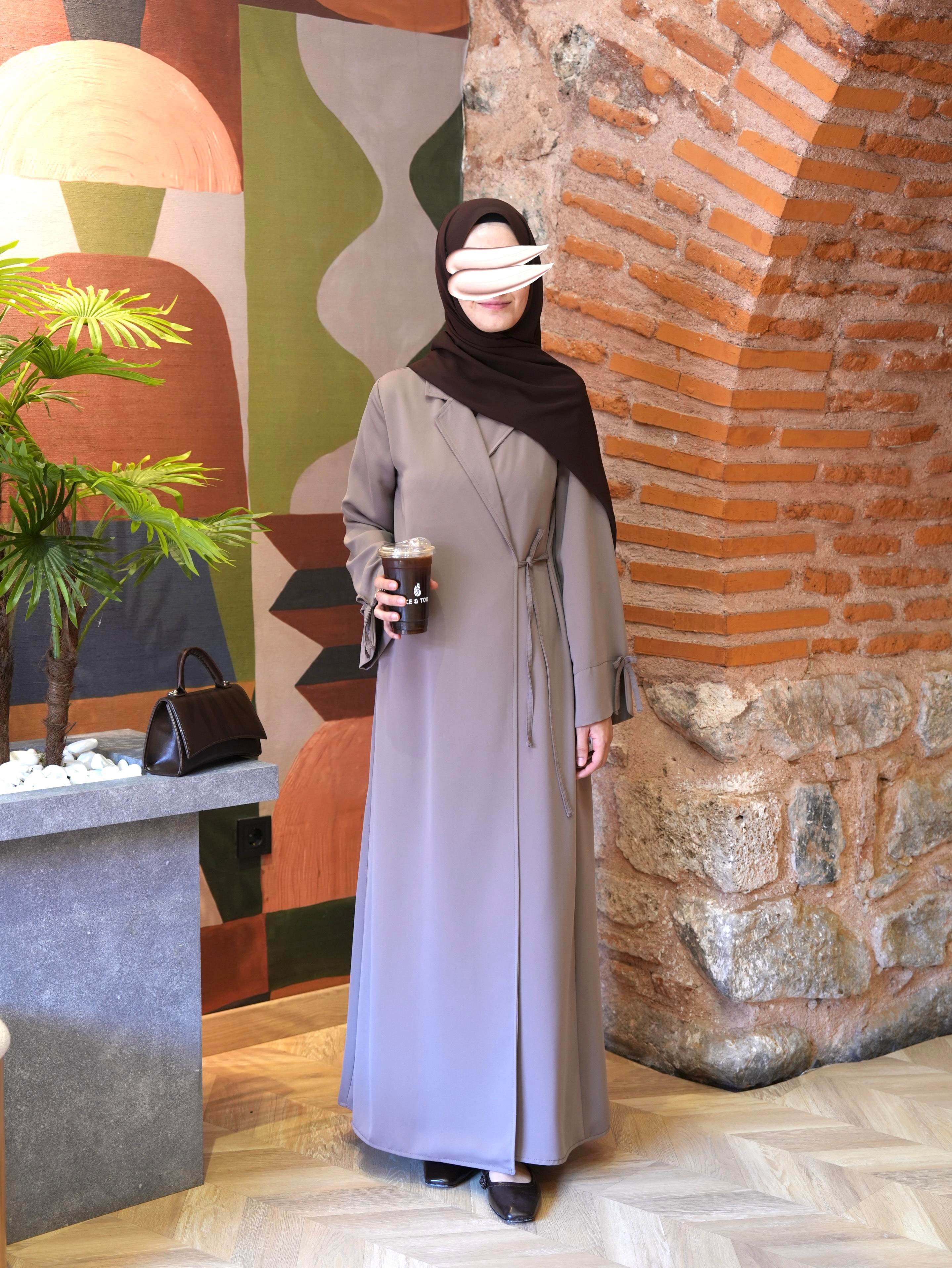 Bağlamalı Kruvaze Trench Vizon