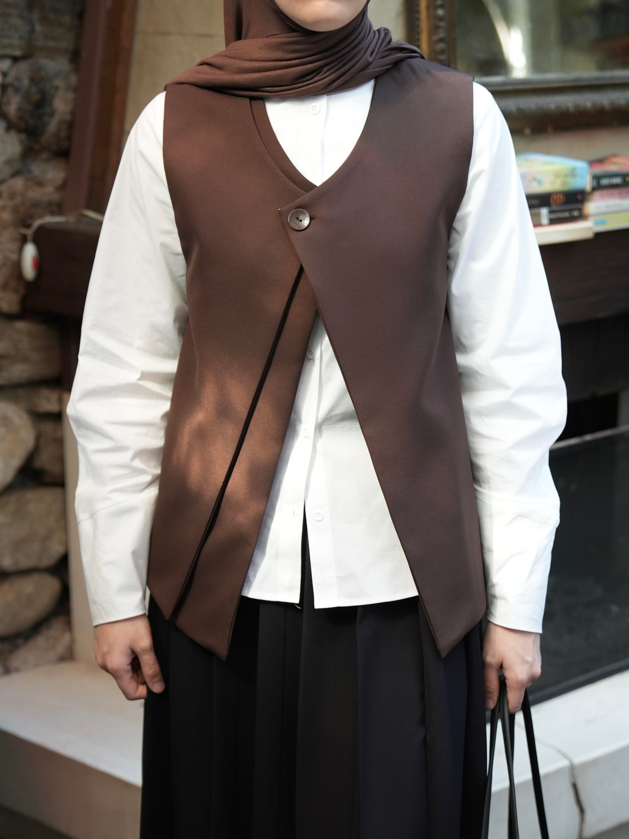 Çift Kat Yelek Kahverengi