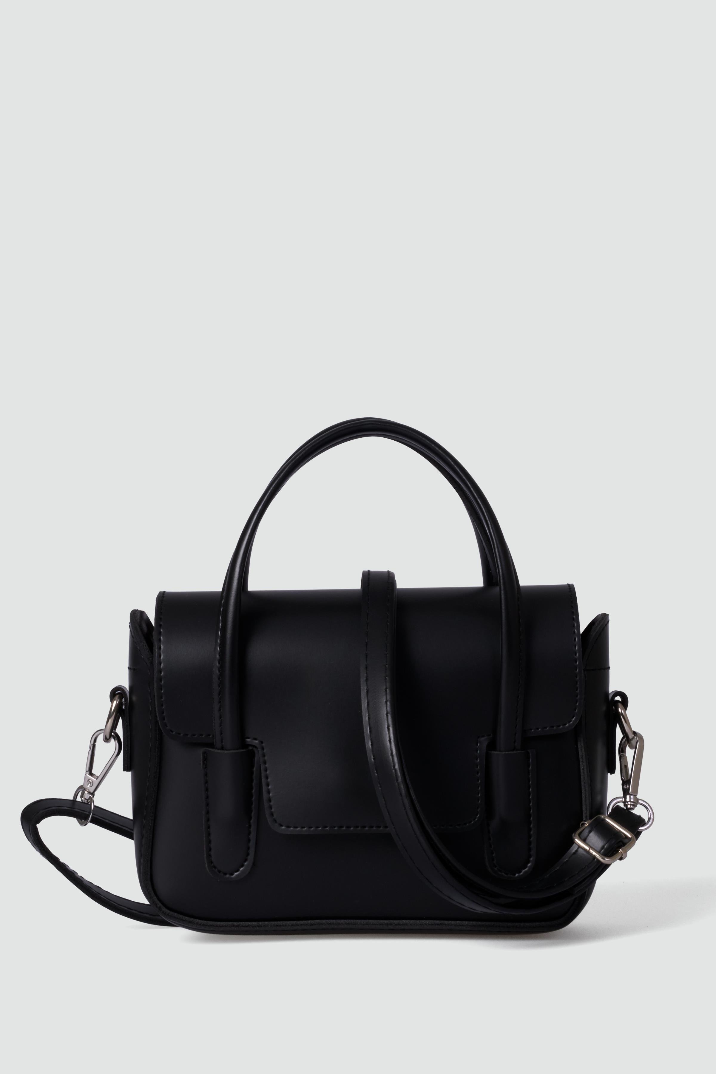 Çift Saplı Kutu Çanta Siyah