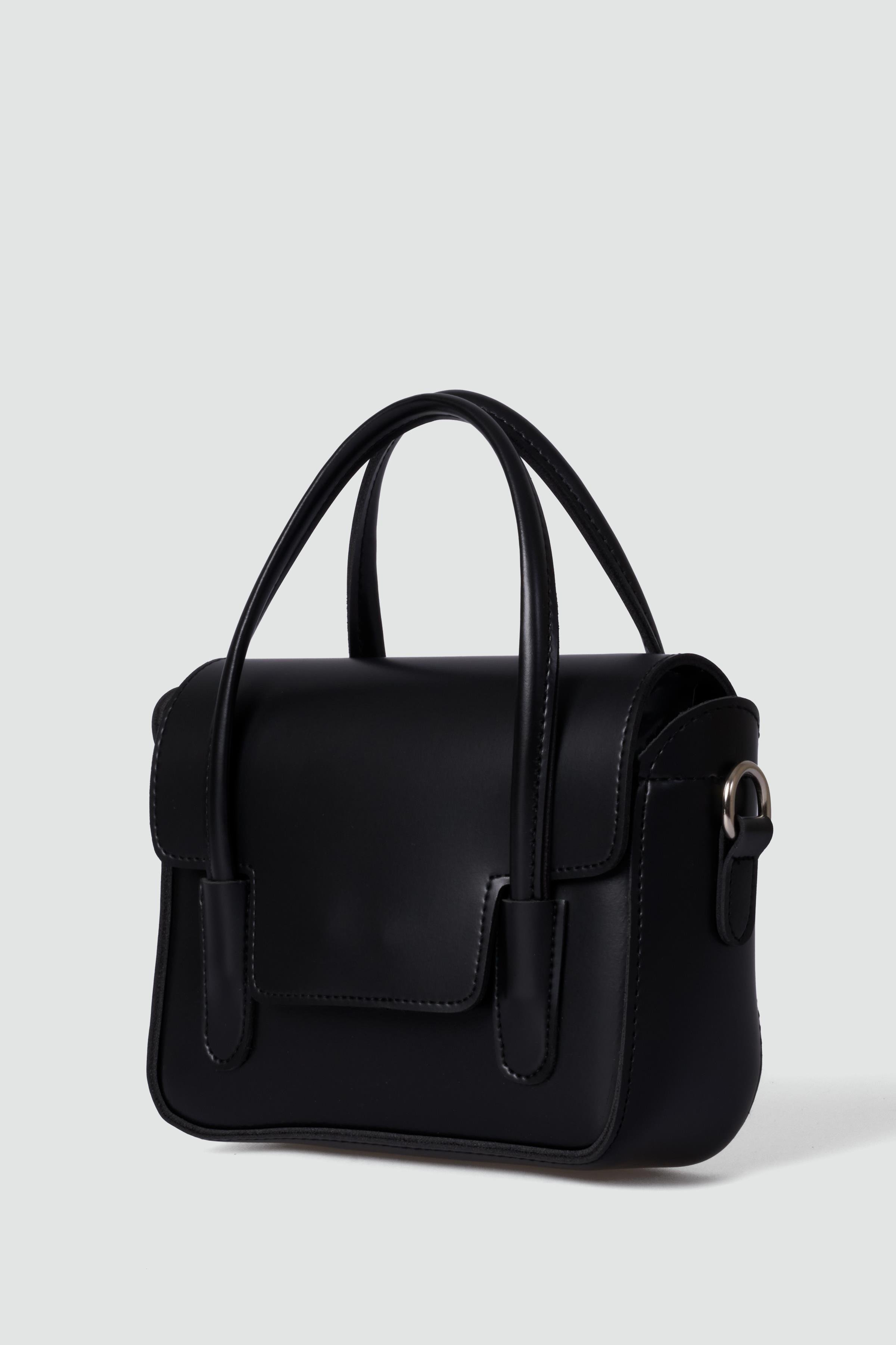 Çift Saplı Kutu Çanta Siyah