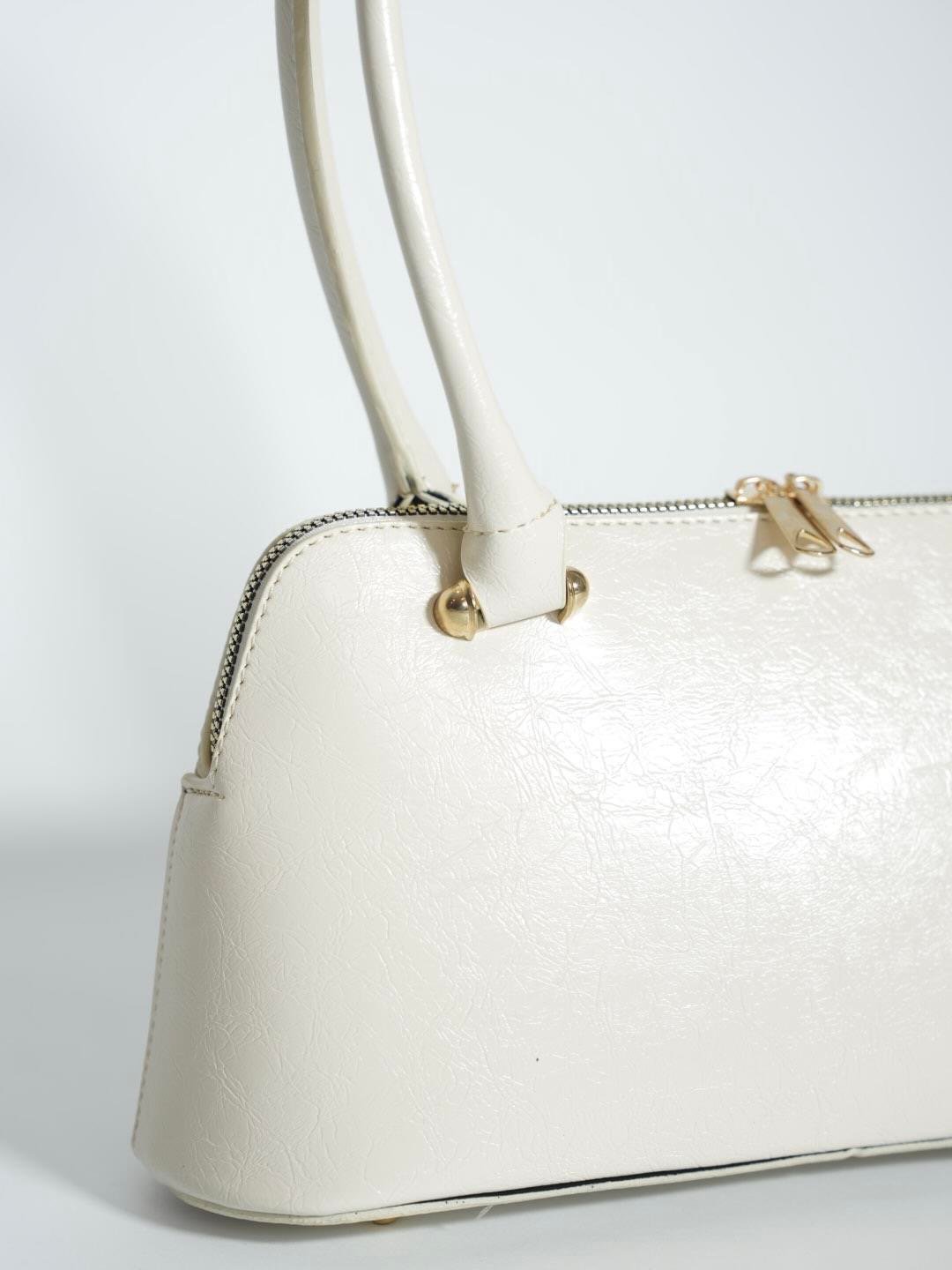 Deri Baget Çanta Ekru