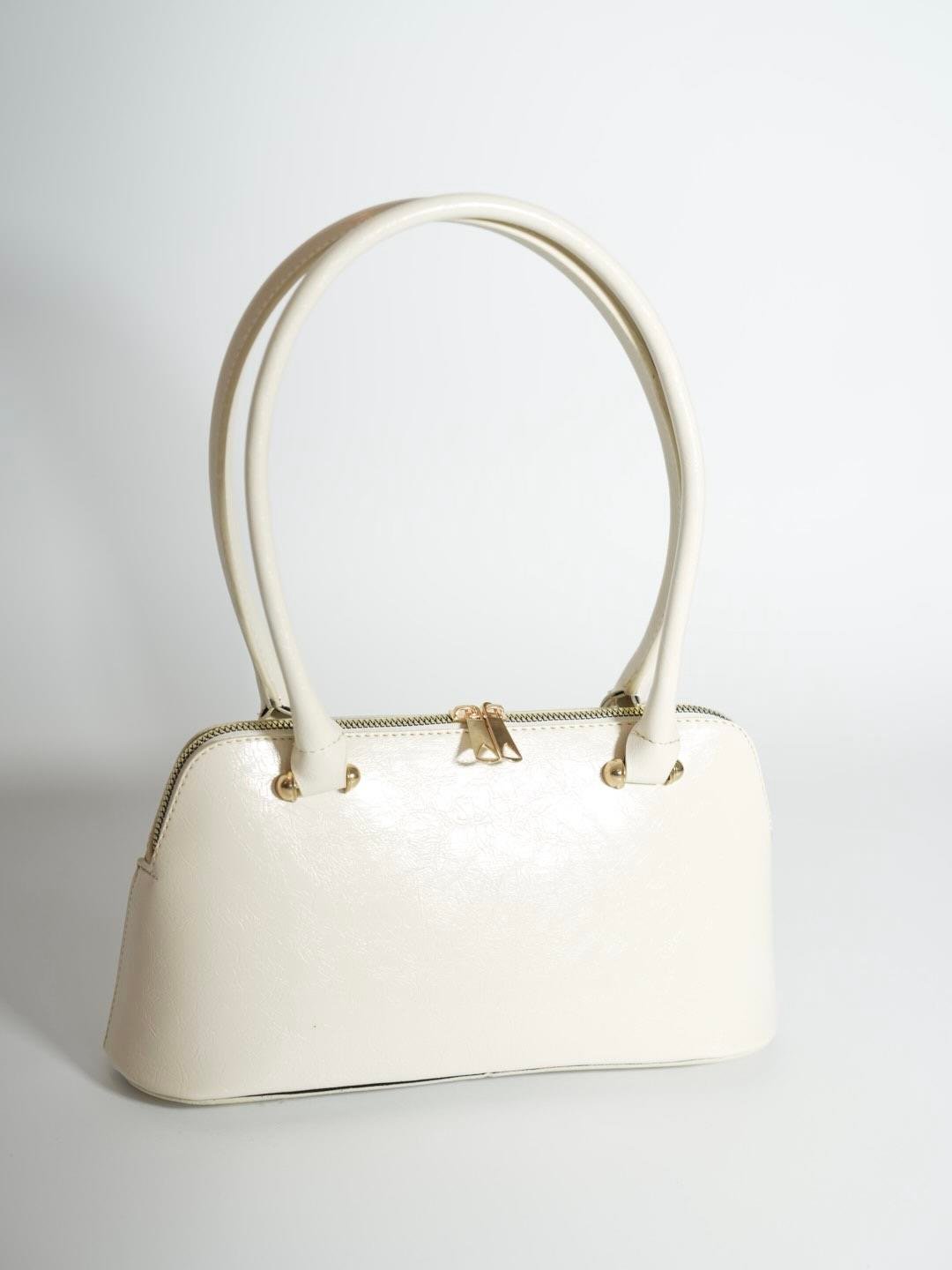 Deri Baget Çanta Ekru