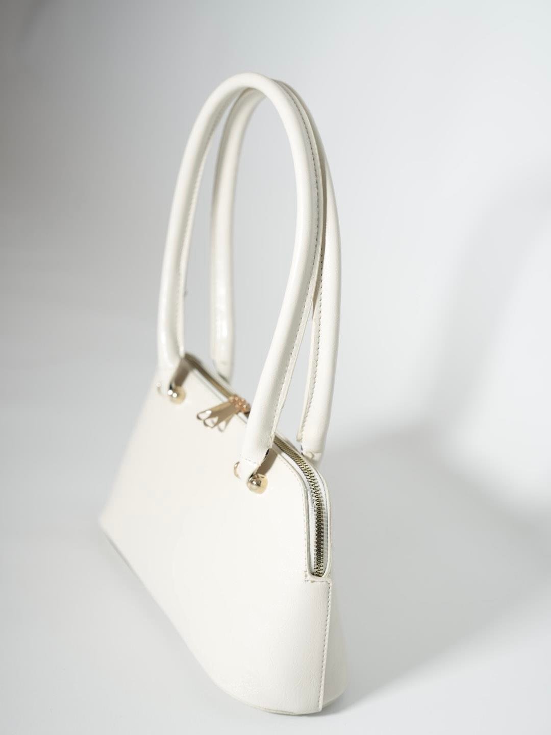 Deri Baget Çanta Ekru