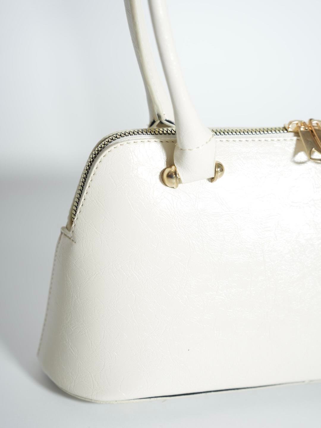 Deri Baget Çanta Ekru