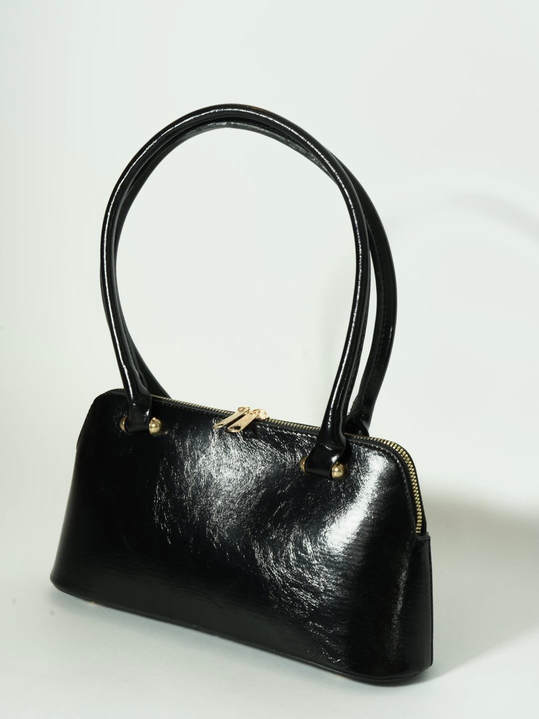 Deri Baget Çanta Siyah