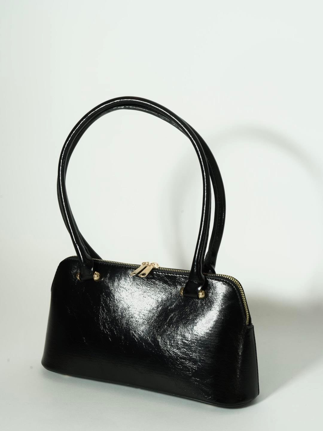 Deri Baget Çanta Siyah