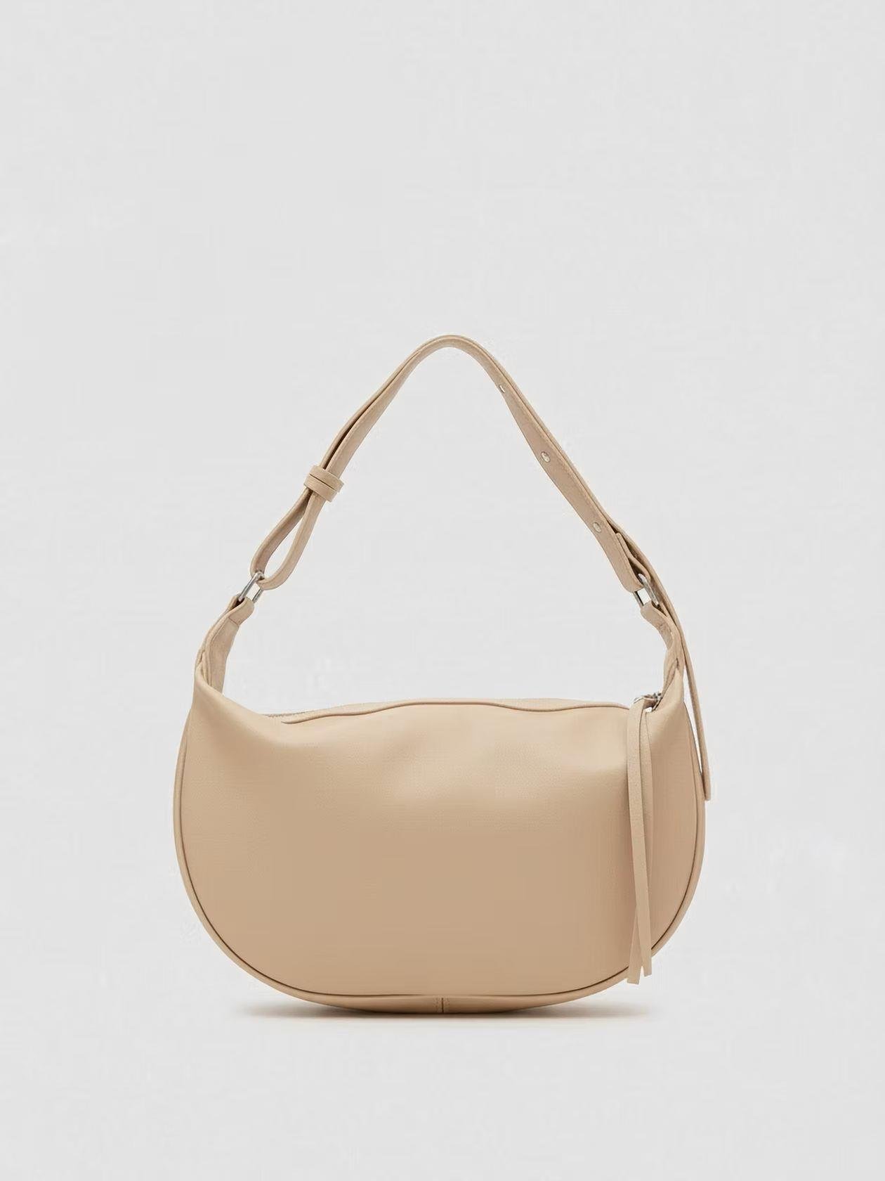 Deri Zara Askılı Çanta Bej