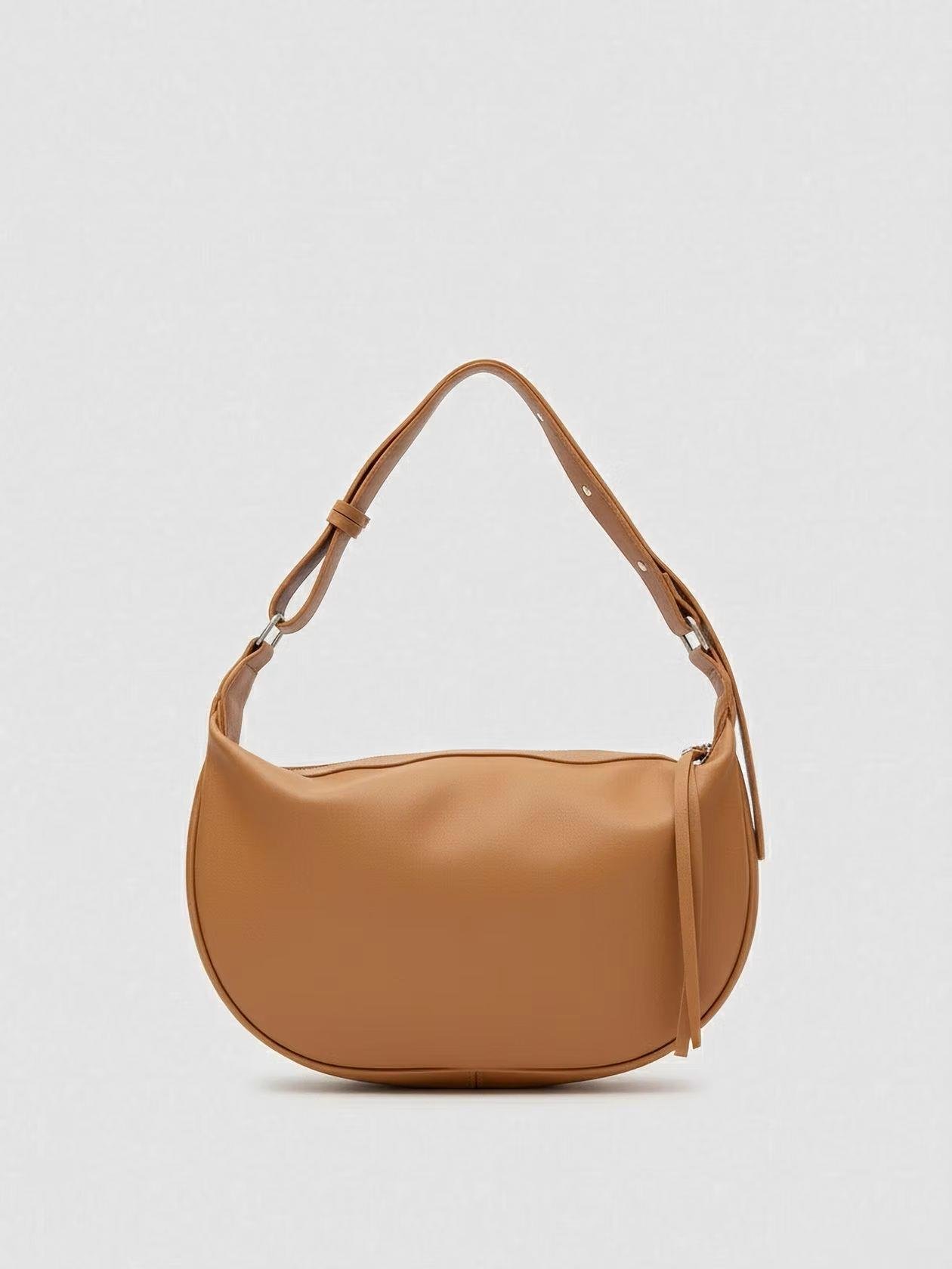 Deri Zara Askılı Çanta Taba