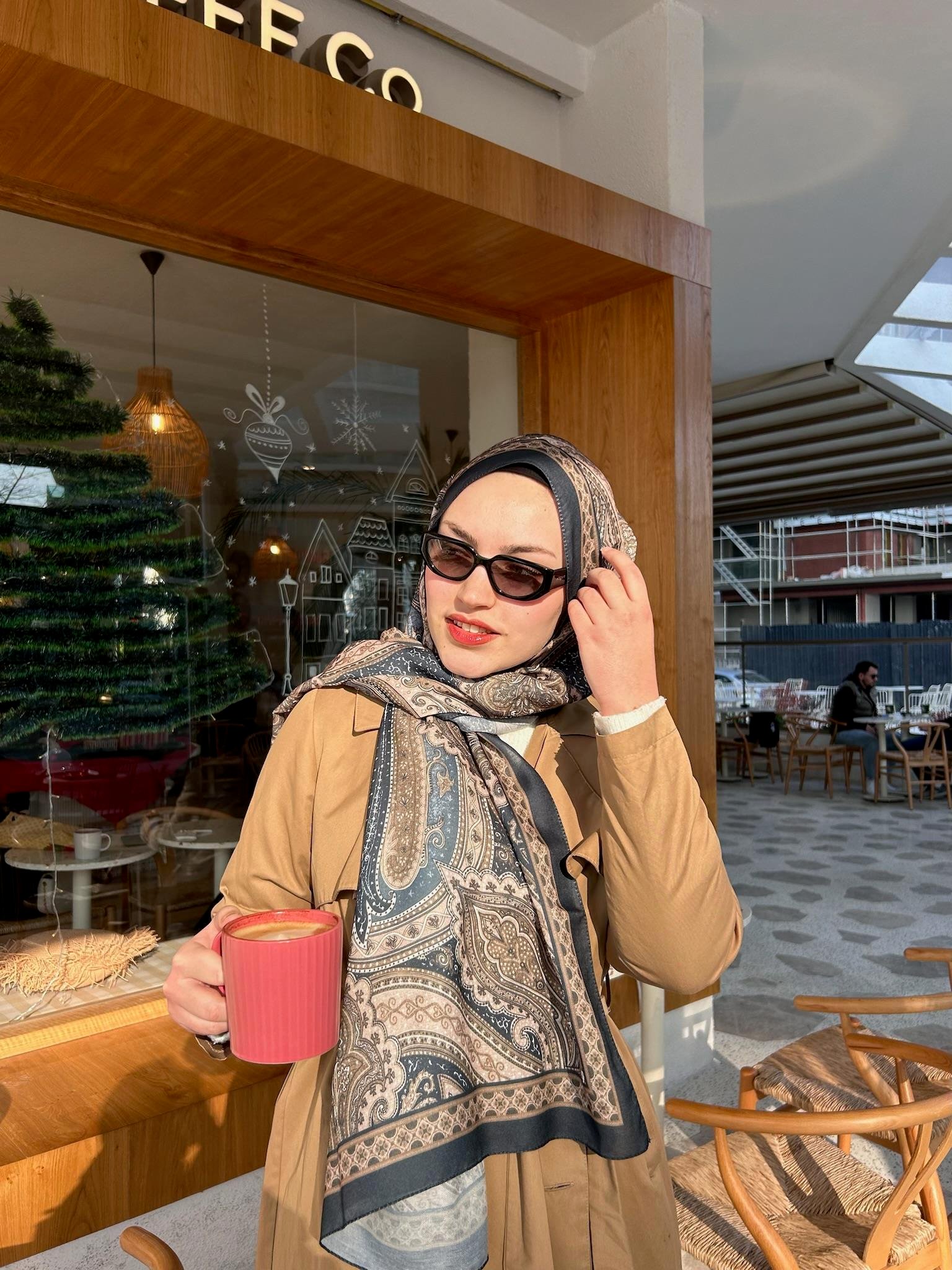 Etnik Desenli Şal LACİVERT