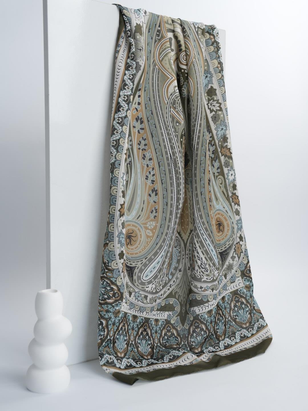 Etnik Noura Desen Şal Haki Yeşil