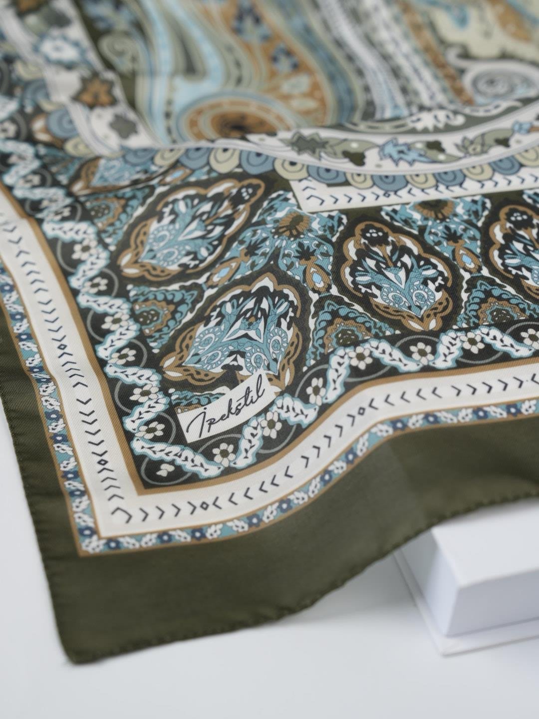 Etnik Noura Desen Şal Haki Yeşil