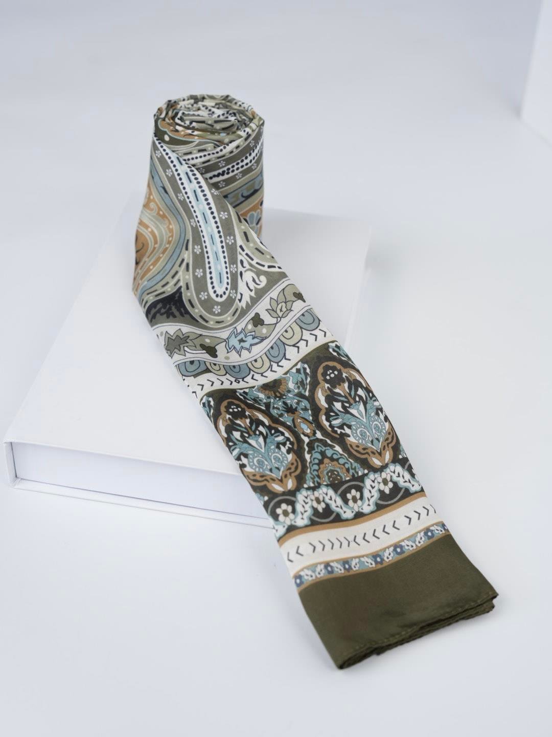 Etnik Noura Desen Şal Haki Yeşil