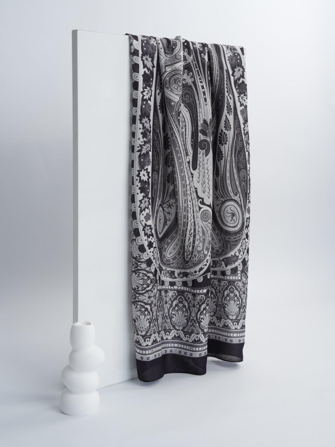 Etnik Noura Desen Şal Siyah