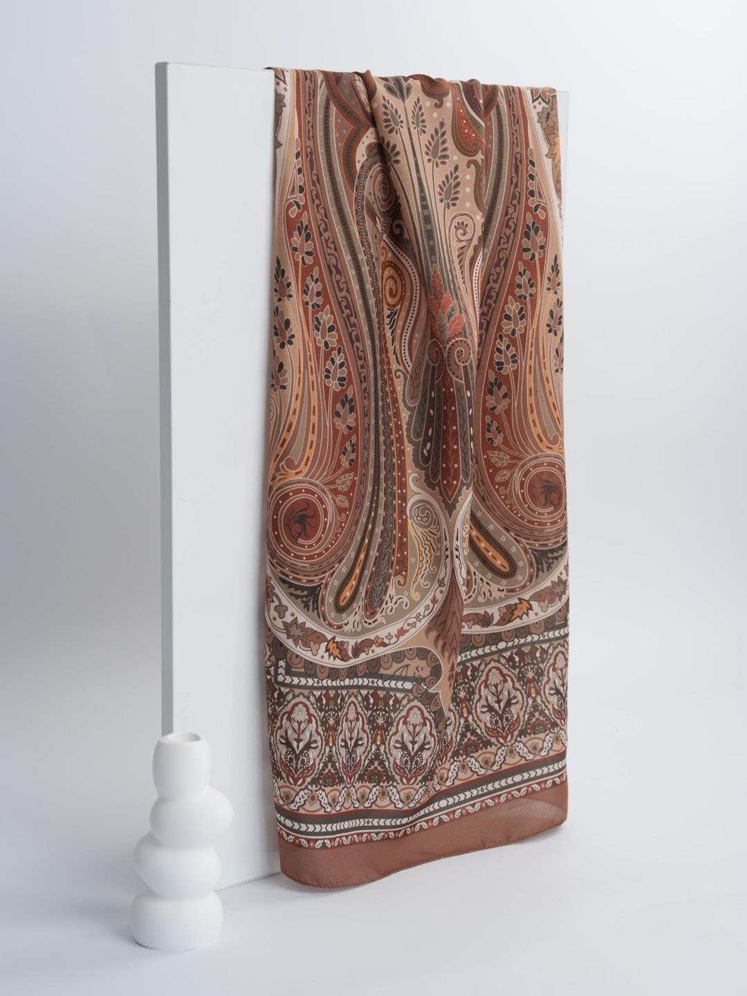 Etnik Noura Desen Şal Sütlü Kahve