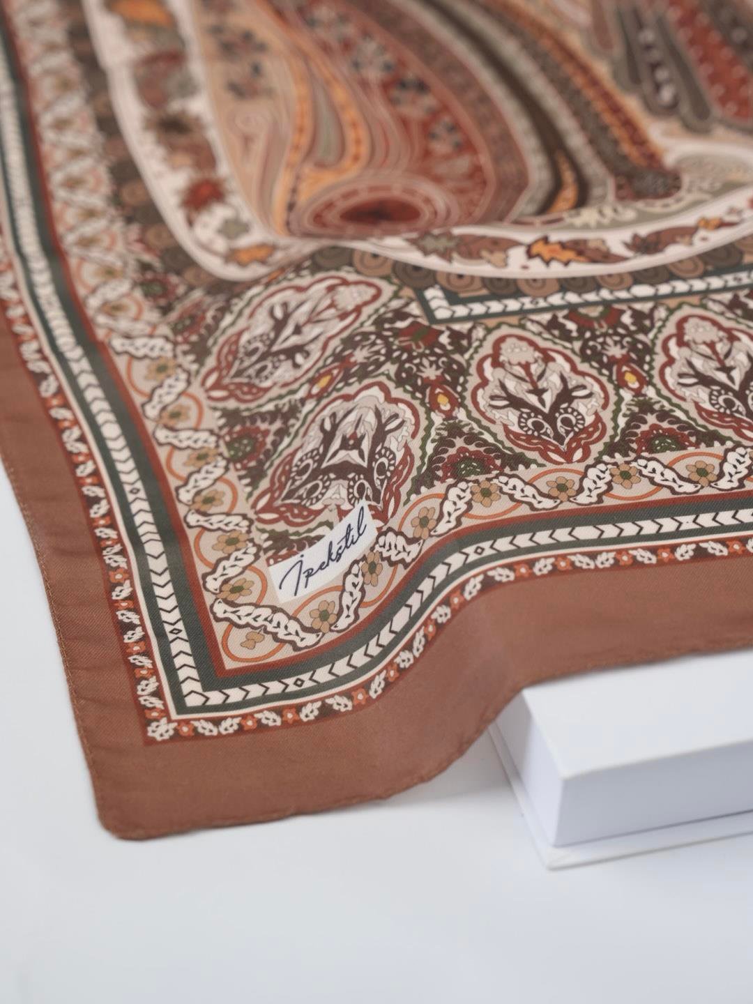 Etnik Noura Desen Şal Sütlü Kahve