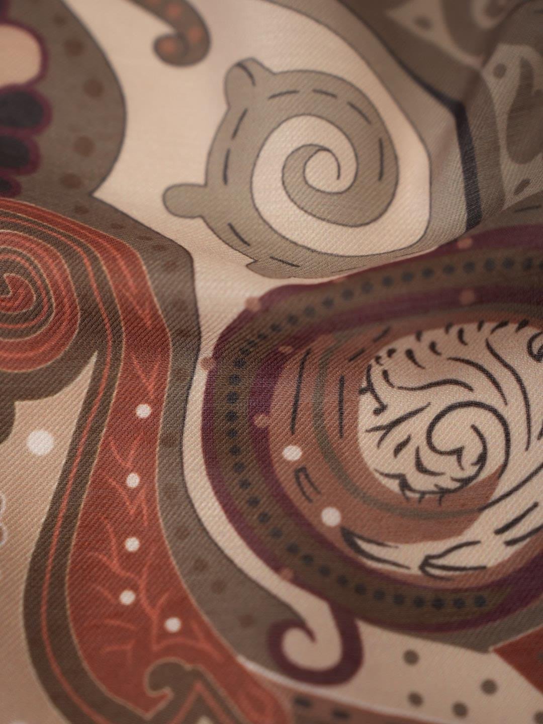 Etnik Noura Desen Şal Sütlü Kahve