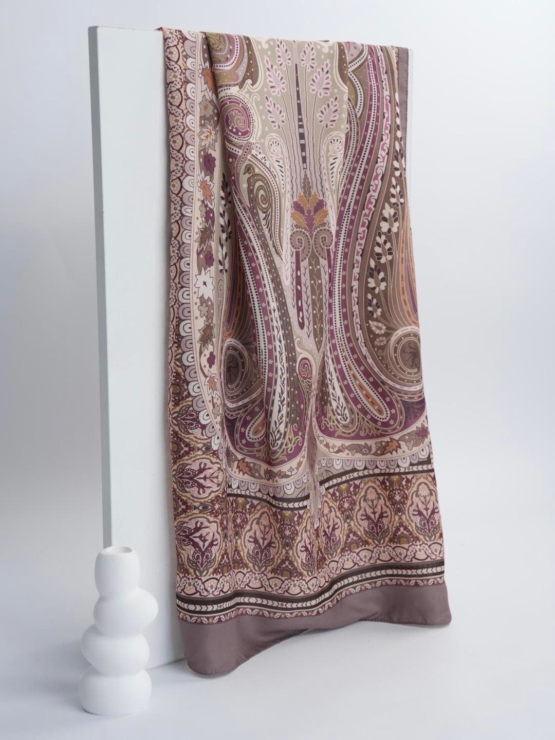 Etnik Noura Desen Şal Vizon