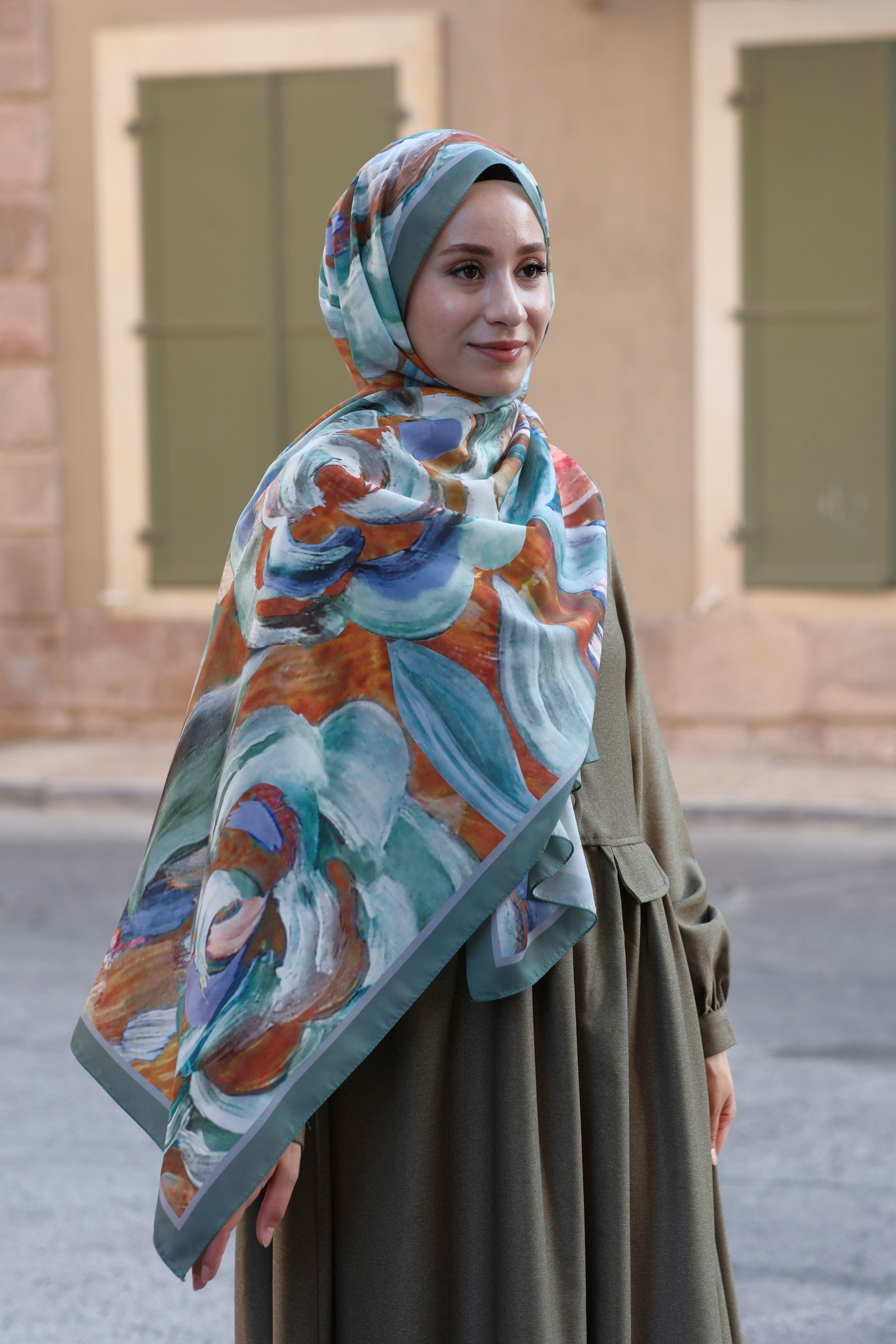 Gül Desenli Şal Soft Mint