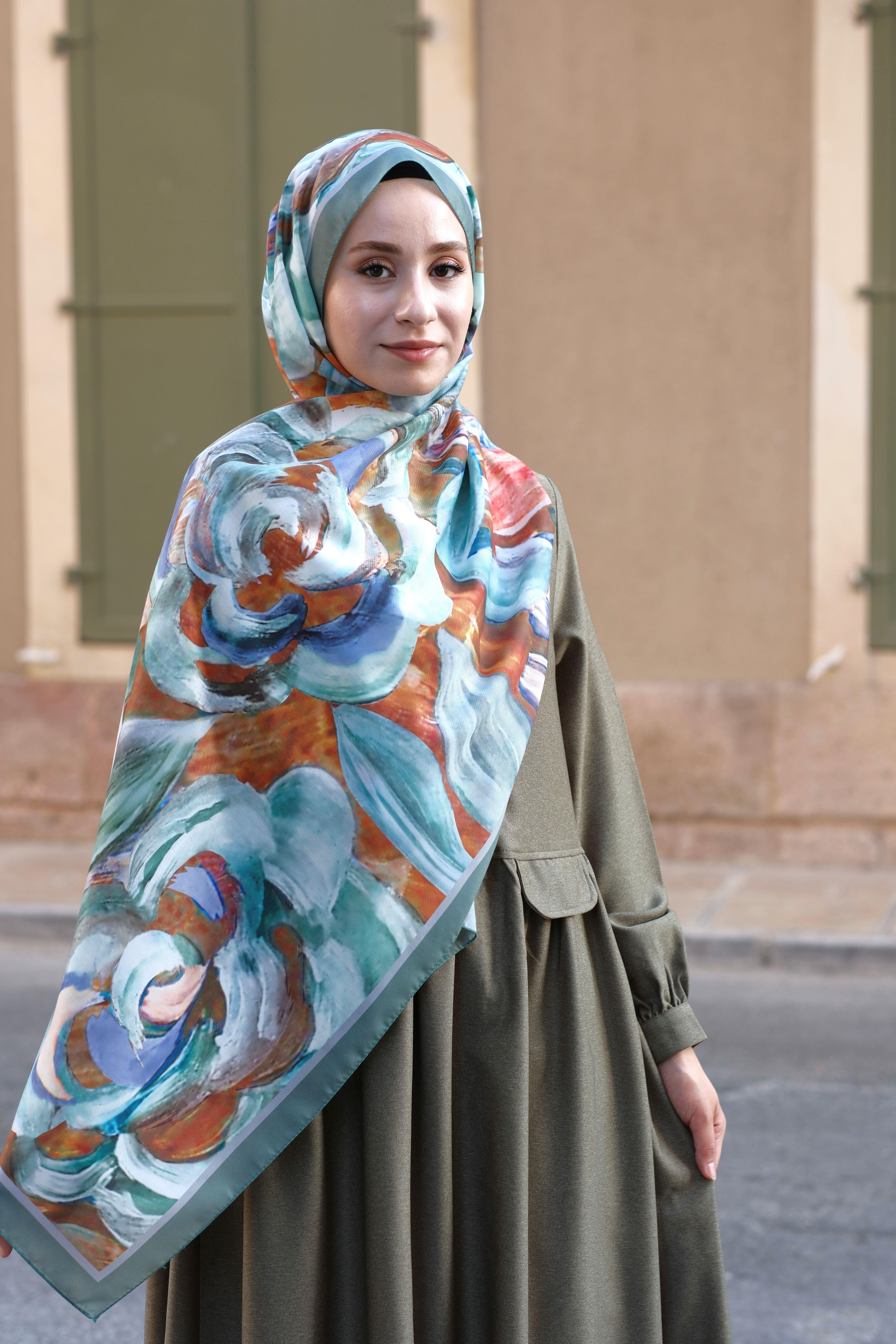 Gül Desenli Şal Soft Mint