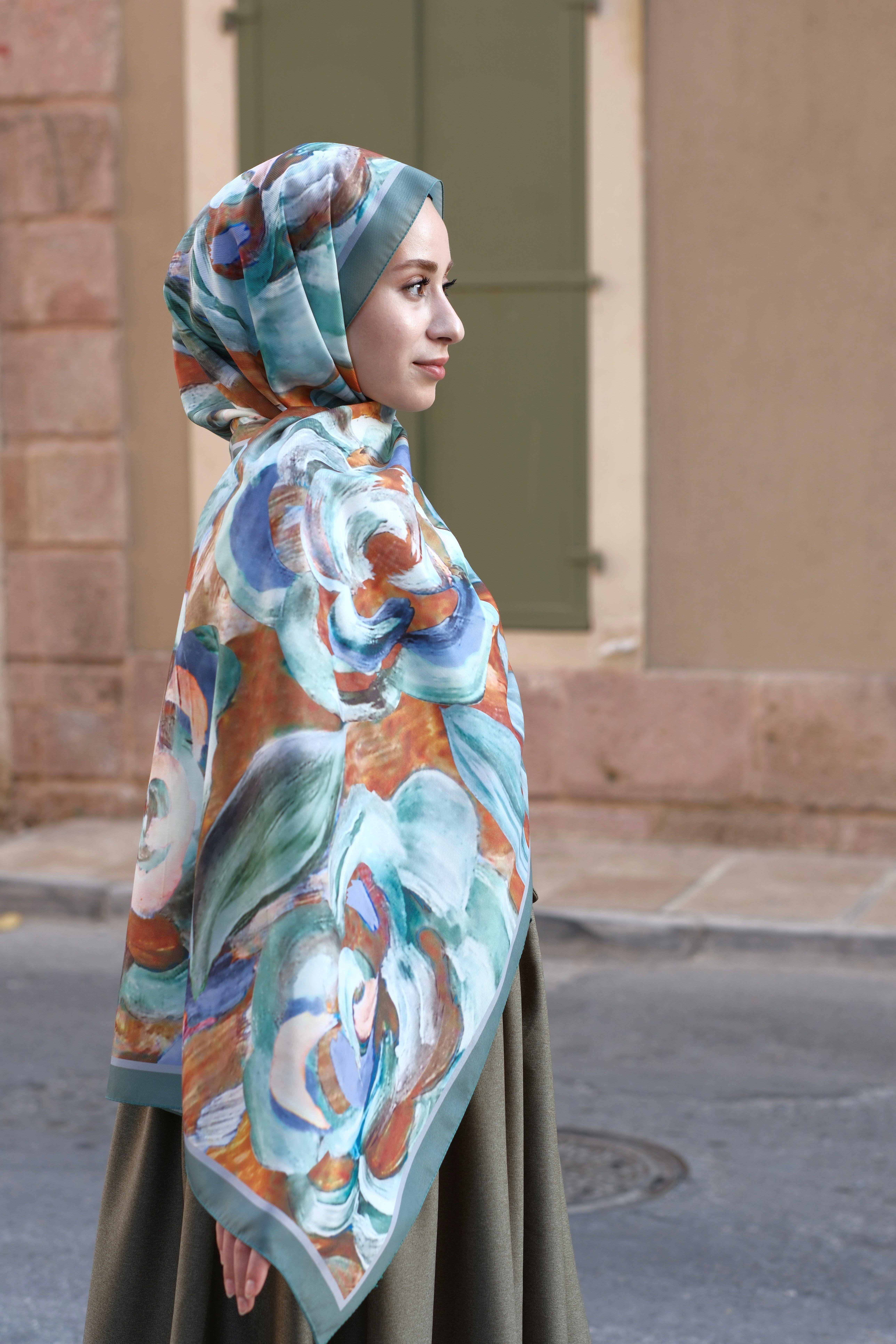 Gül Desenli Şal Soft Mint