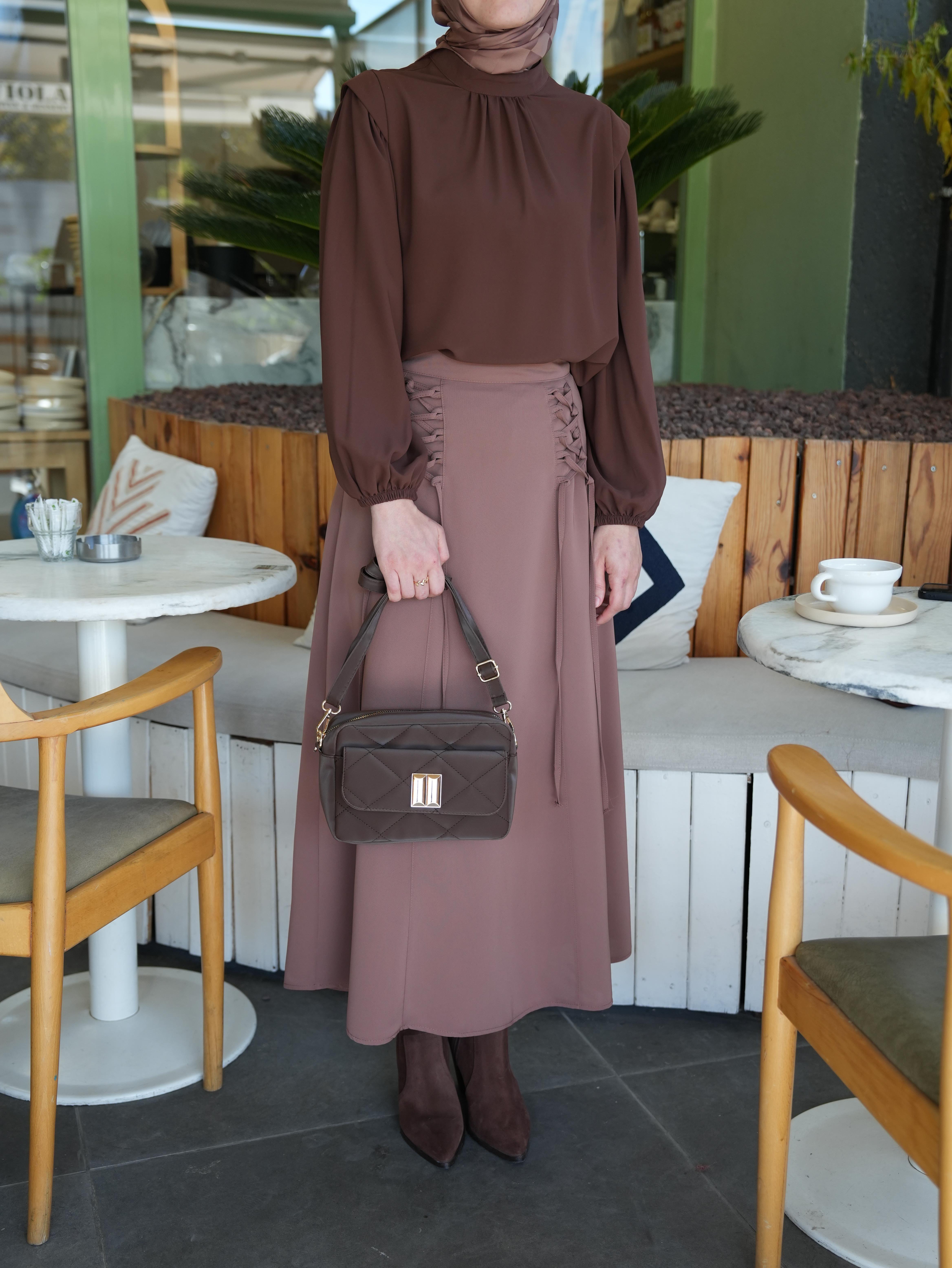 Kapitone Çapraz Çanta KAHVERENGİ