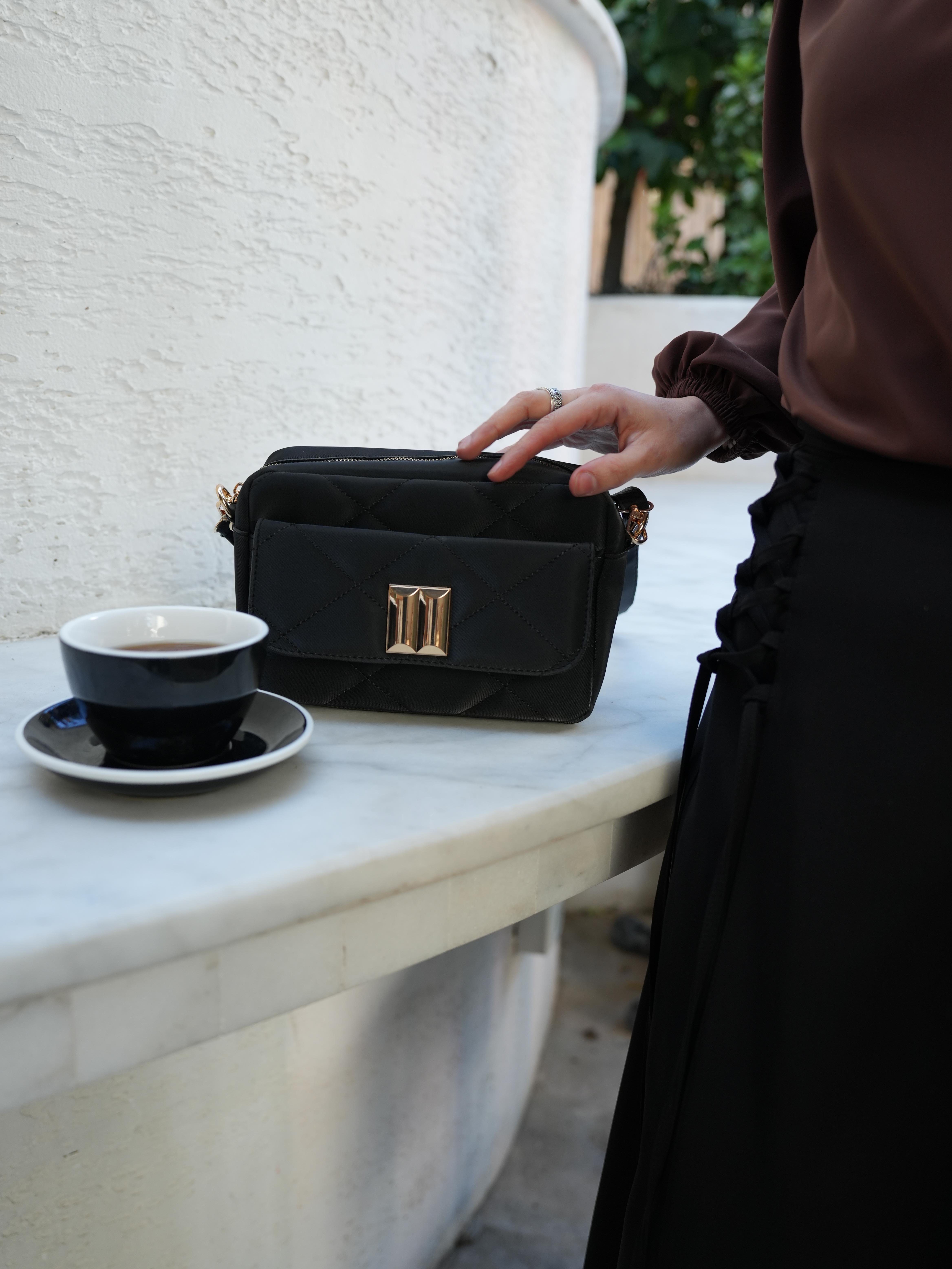 Kapitone Çapraz Çanta SİYAH