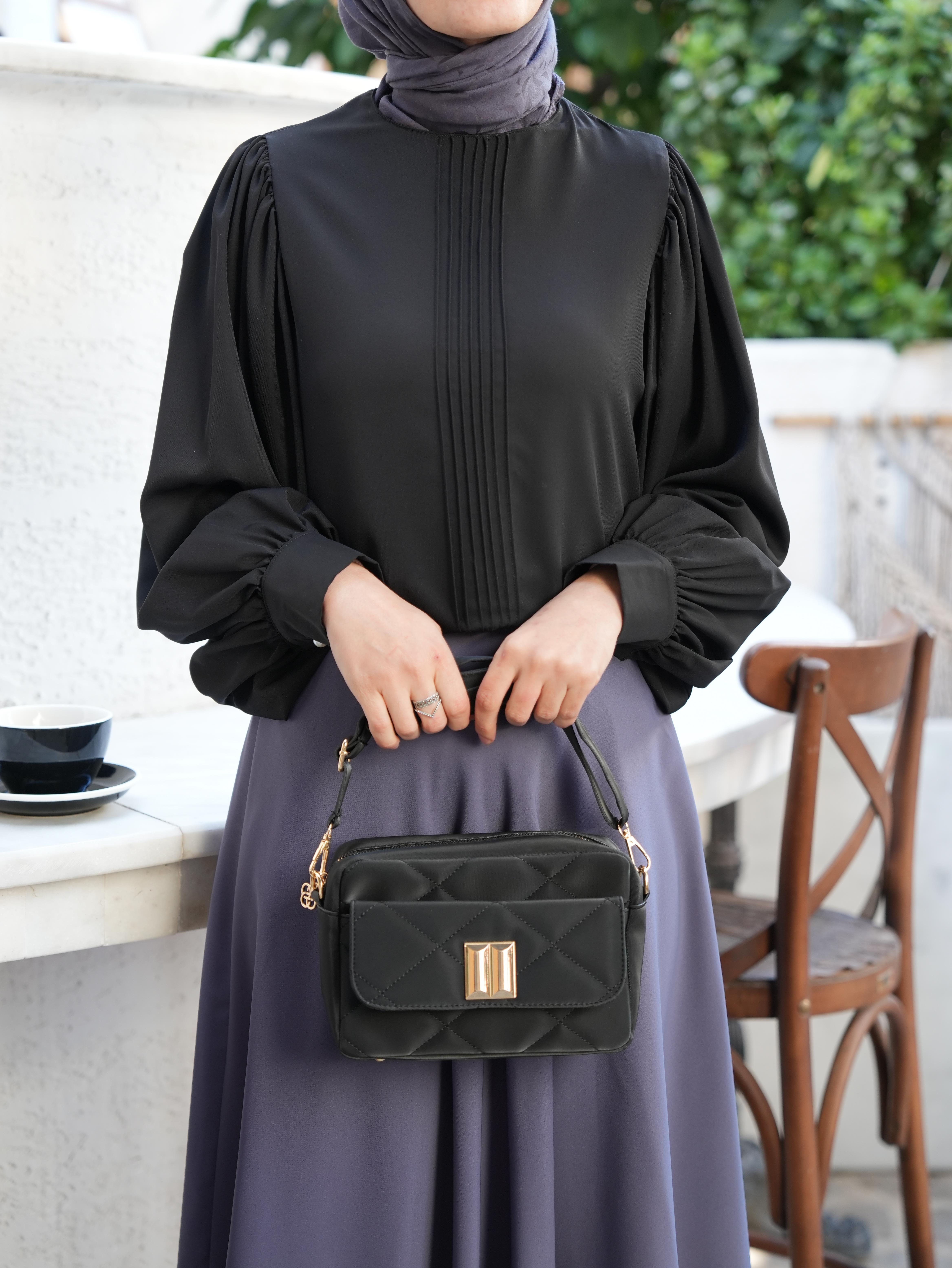 Kapitone Çapraz Çanta SİYAH