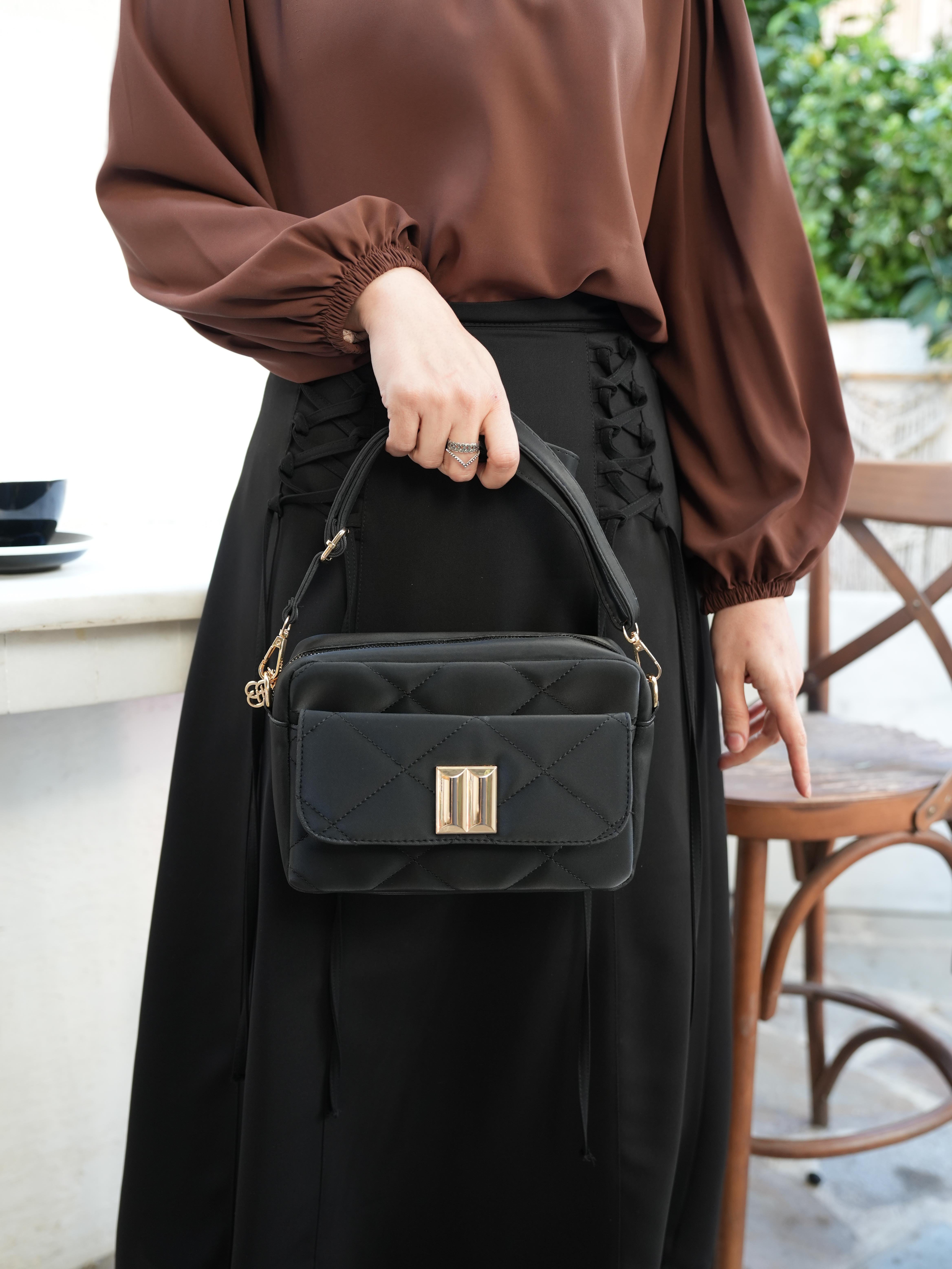 Kapitone Çapraz Çanta SİYAH