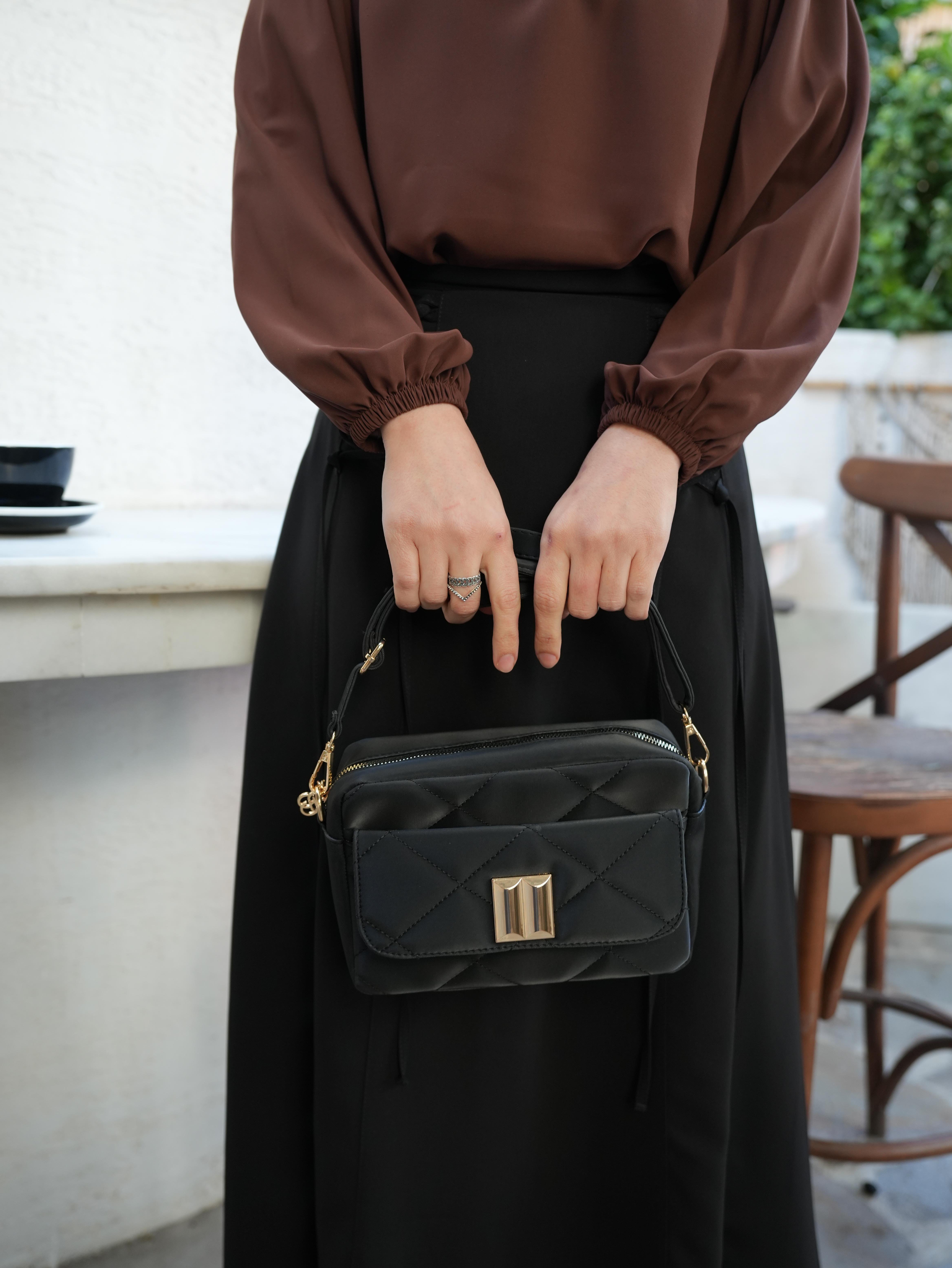 Kapitone Çapraz Çanta SİYAH