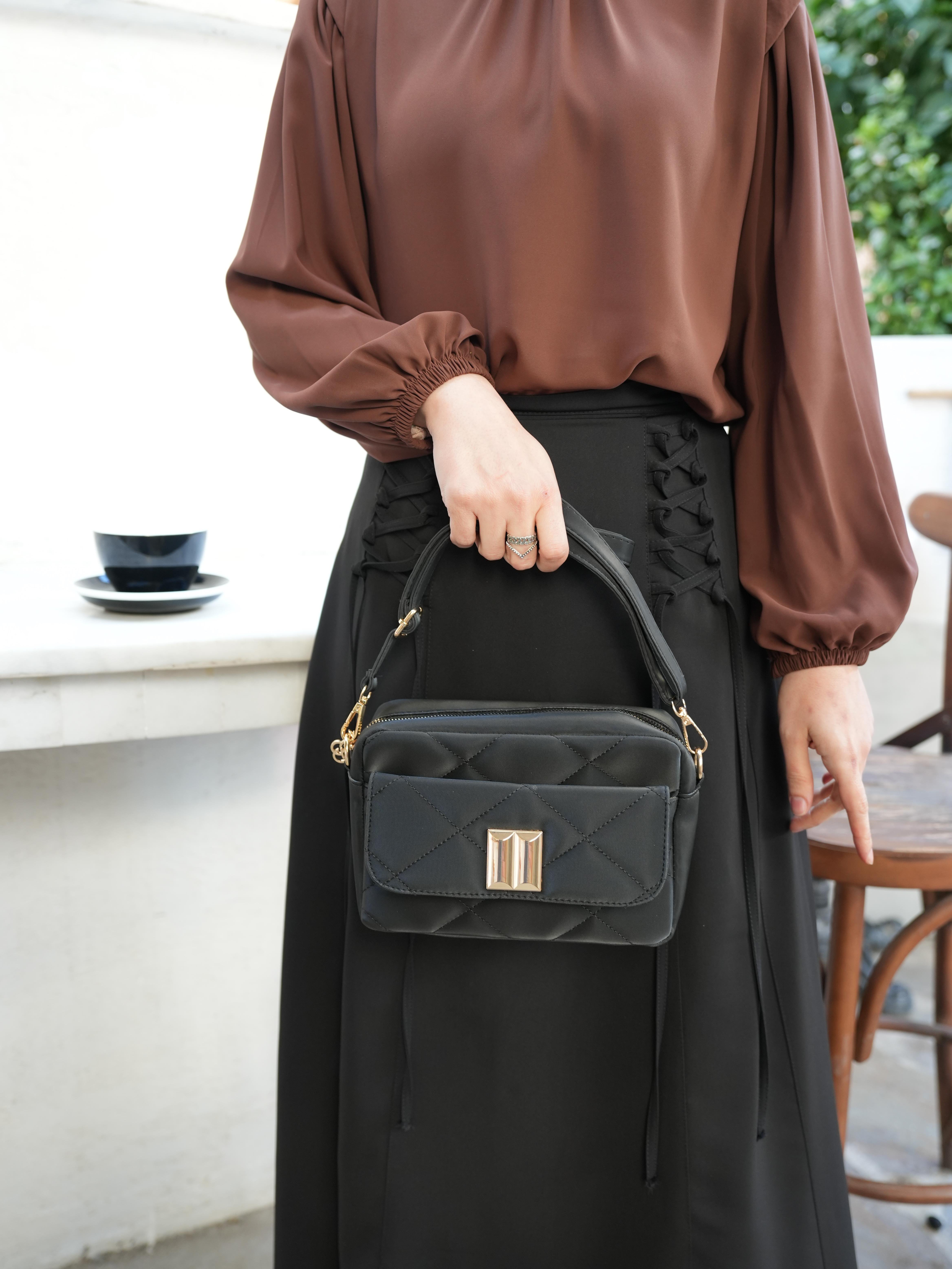 Kapitone Çapraz Çanta SİYAH