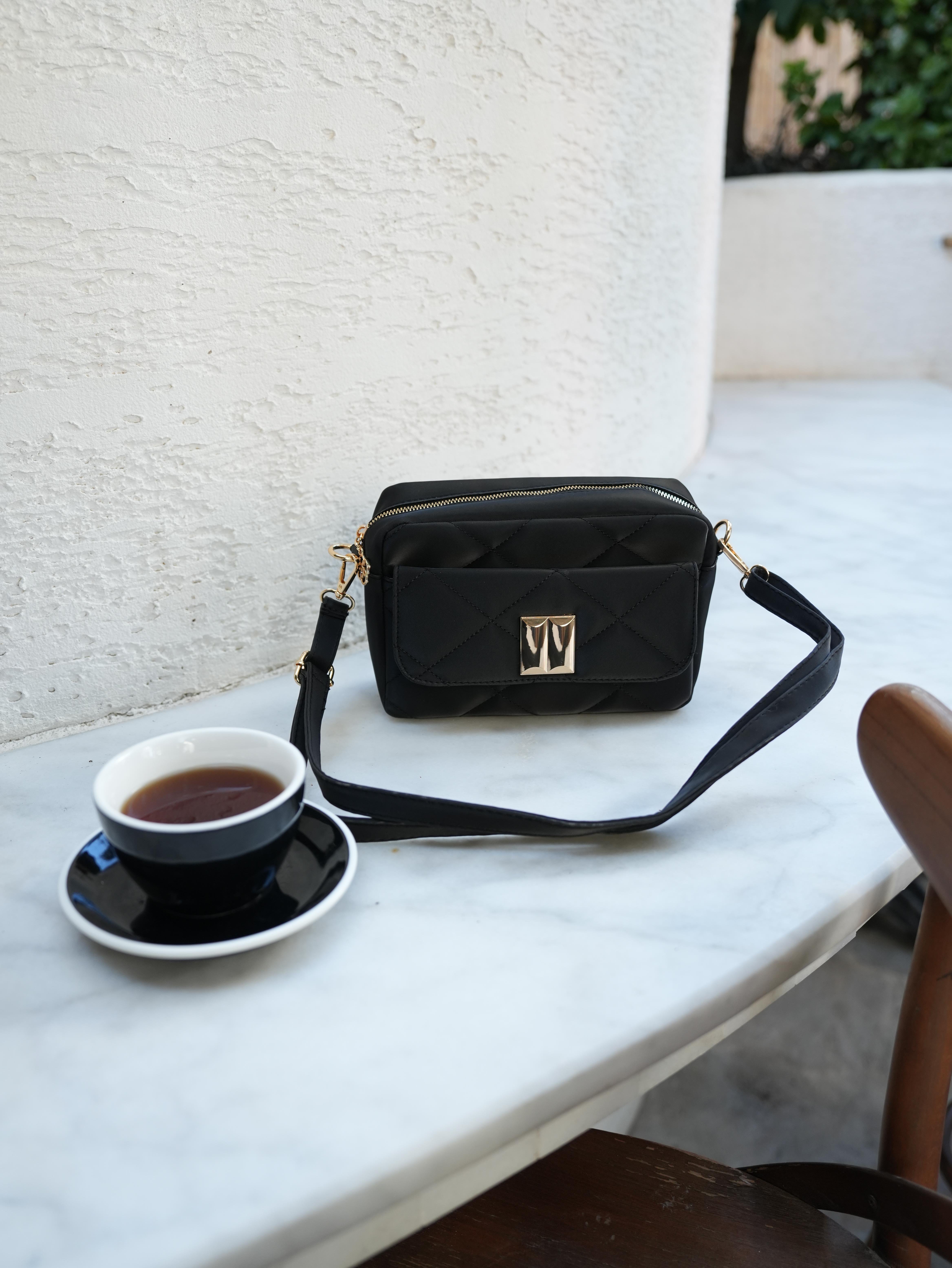 Kapitone Çapraz Çanta SİYAH