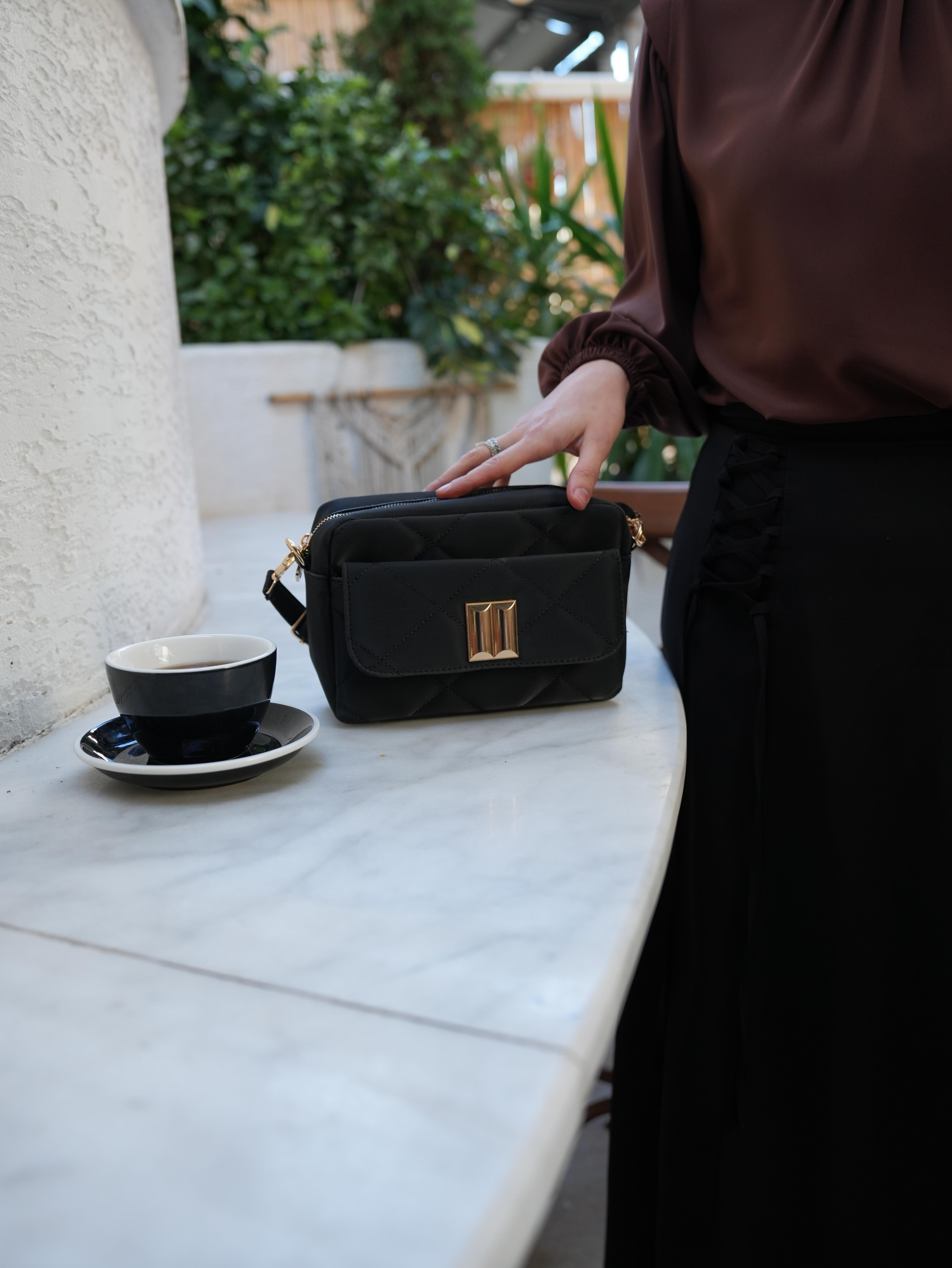 Kapitone Çapraz Çanta SİYAH