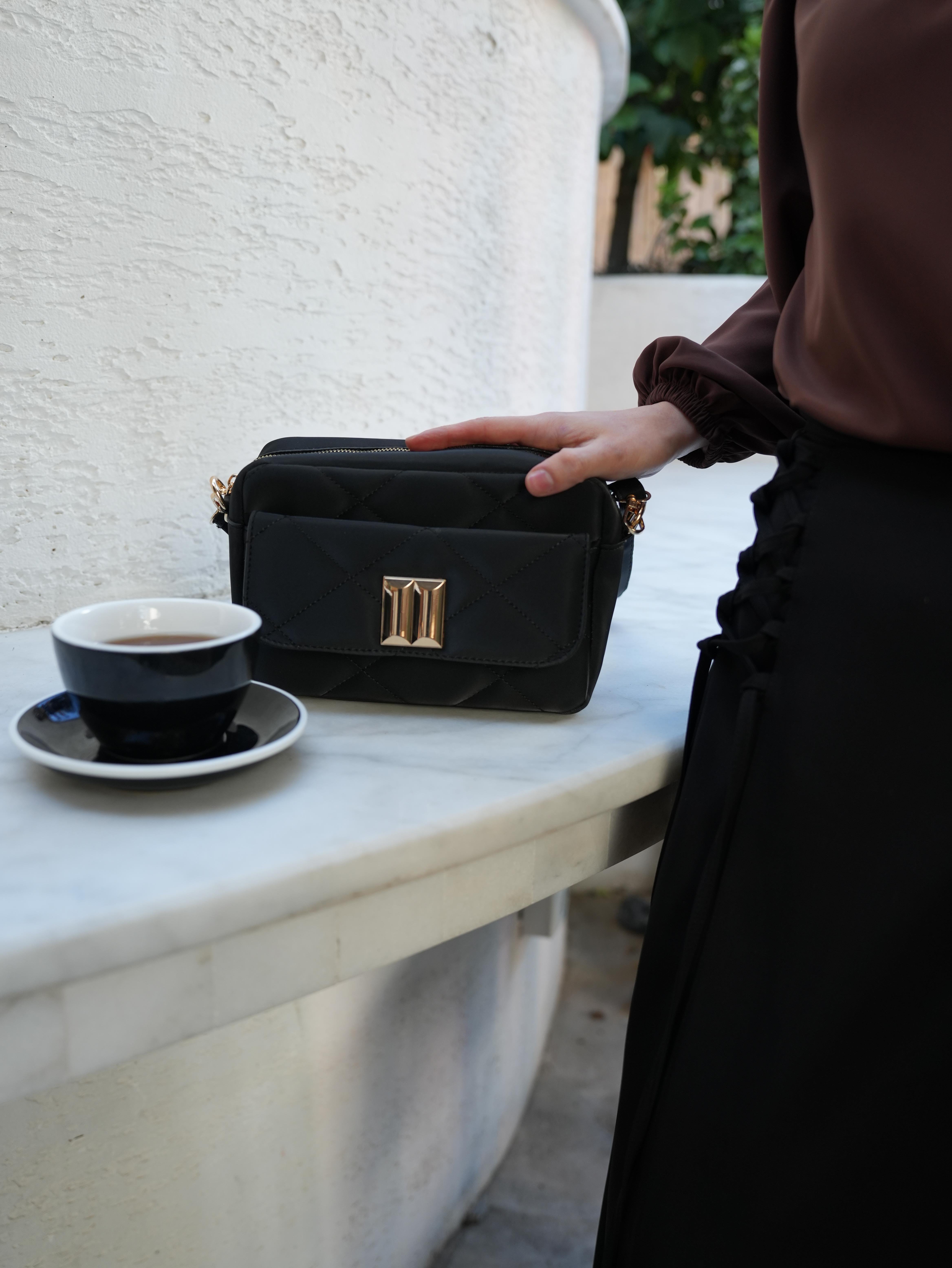 Kapitone Çapraz Çanta SİYAH