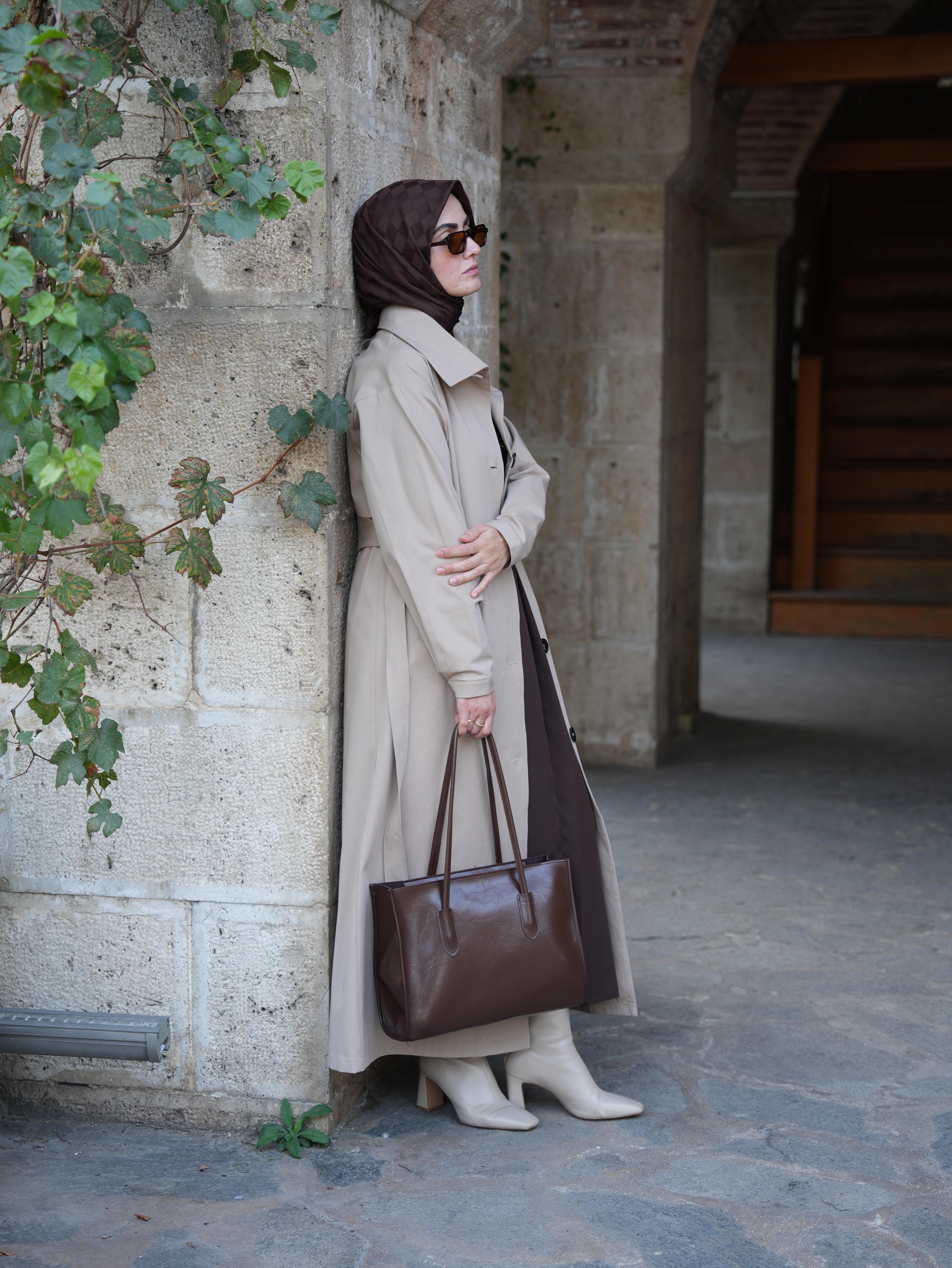 Kare Omuz Çantası Kahverengi